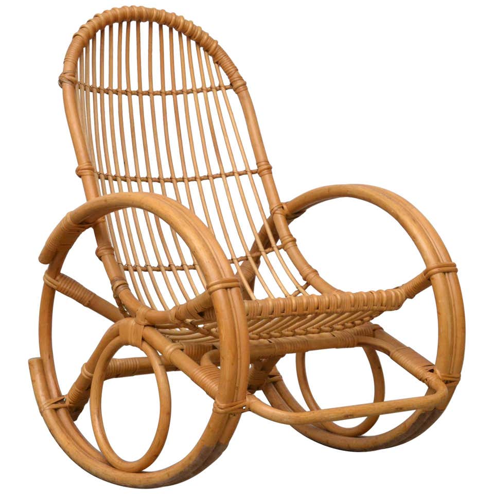 Franco Albini Style Bamboo Rocking Chair at 1stDibs | rocking chair ...