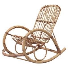 Retro Franco Albini Style Bamboo Rocking Chair
