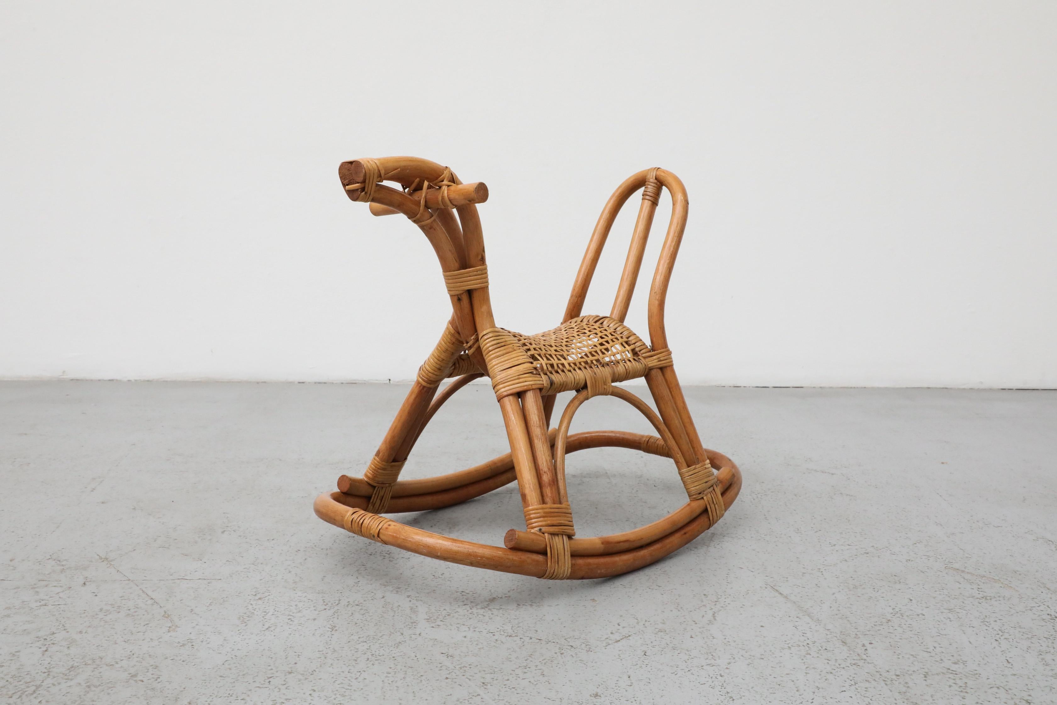 Franco Albini Style Children's Bamboo Rocking Horse For Sale 9