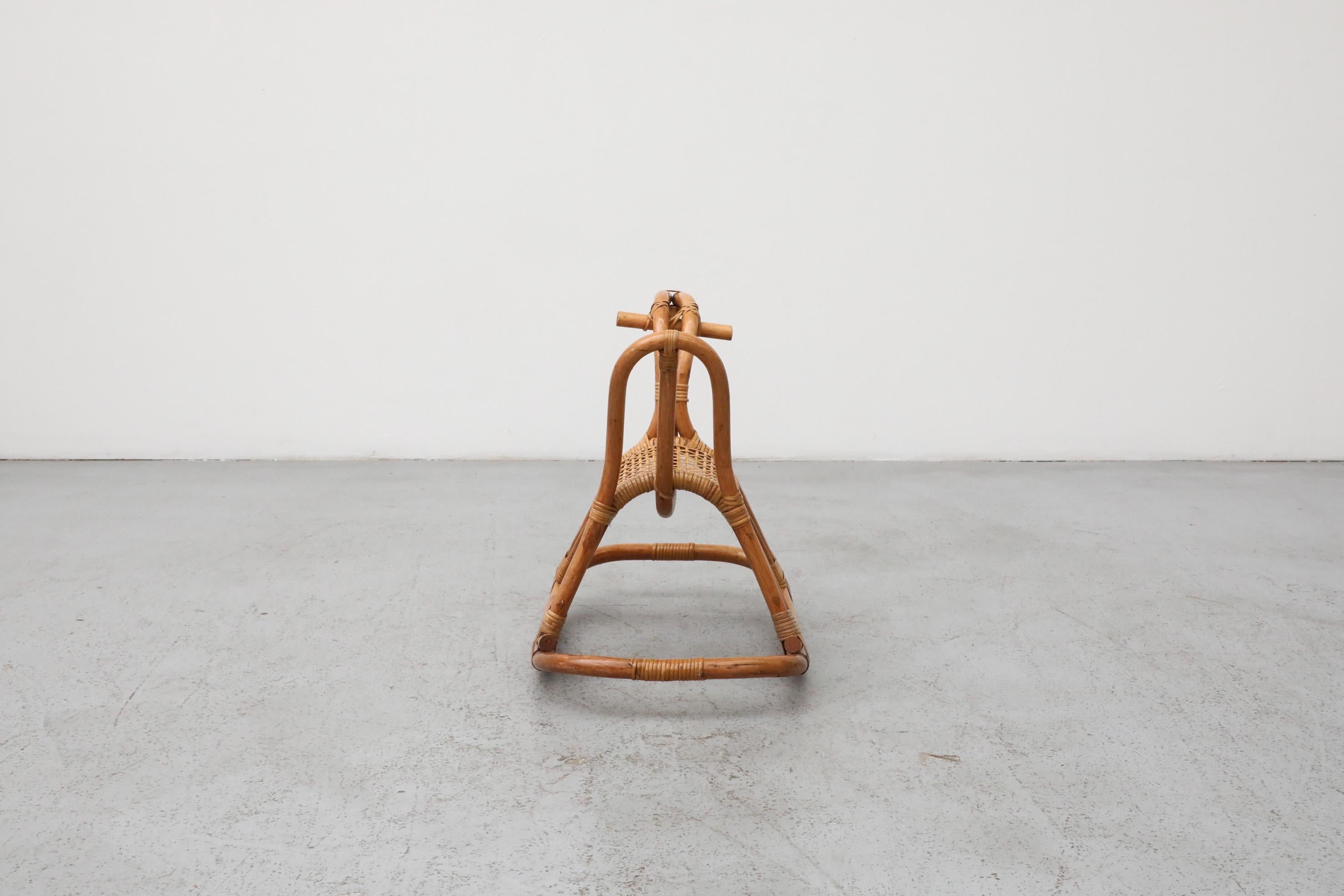 Mid-Century Modern Franco Albini Style Children's Bamboo Rocking Horse For Sale