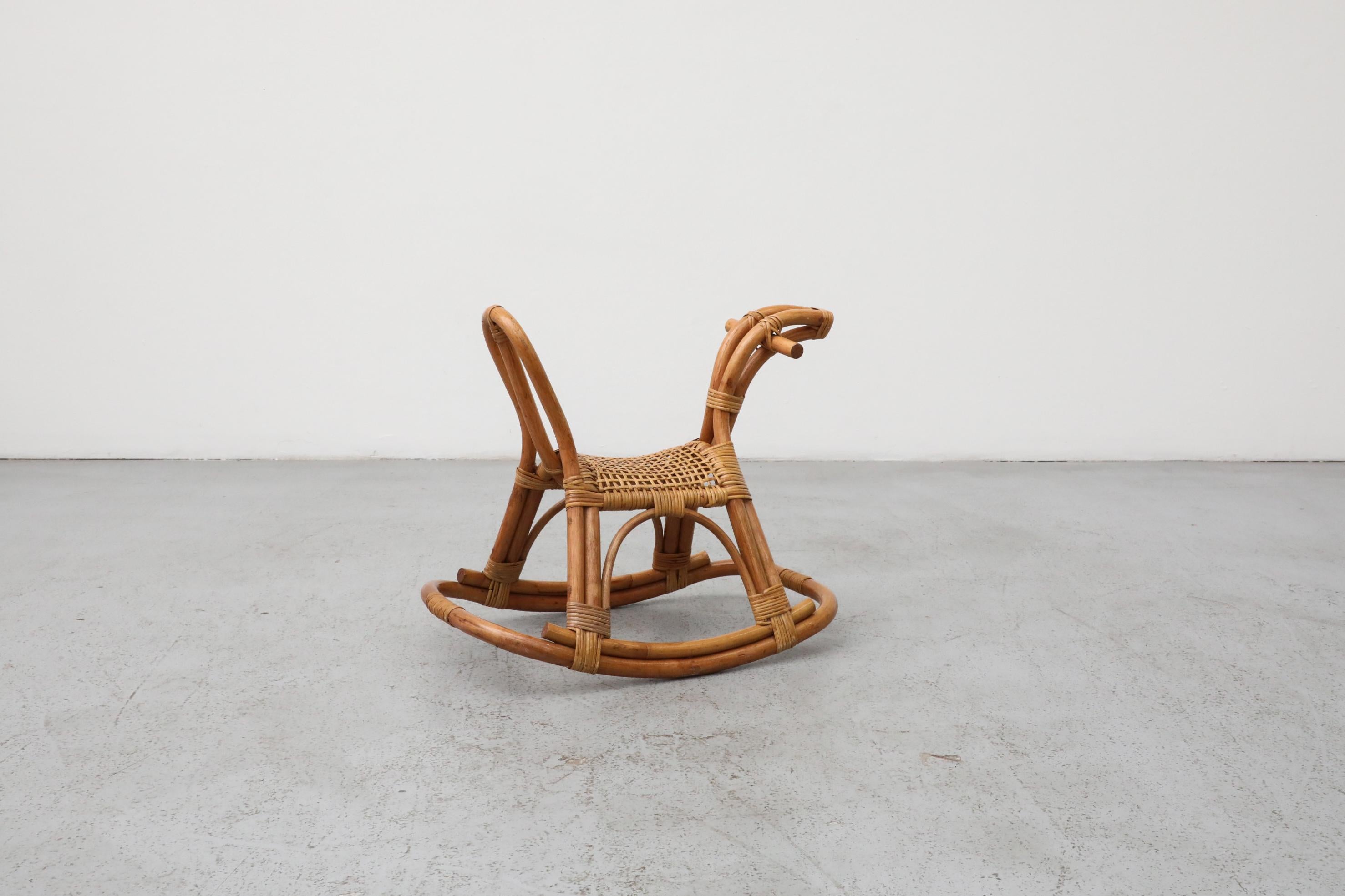 Dutch Franco Albini Style Children's Bamboo Rocking Horse For Sale