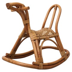 Franco Albini Style Children's Bamboo Rocking Horse