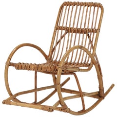 franco albini rocking chair Franco Albini Style Children’s Rocking Chair Bamboo, 1960s