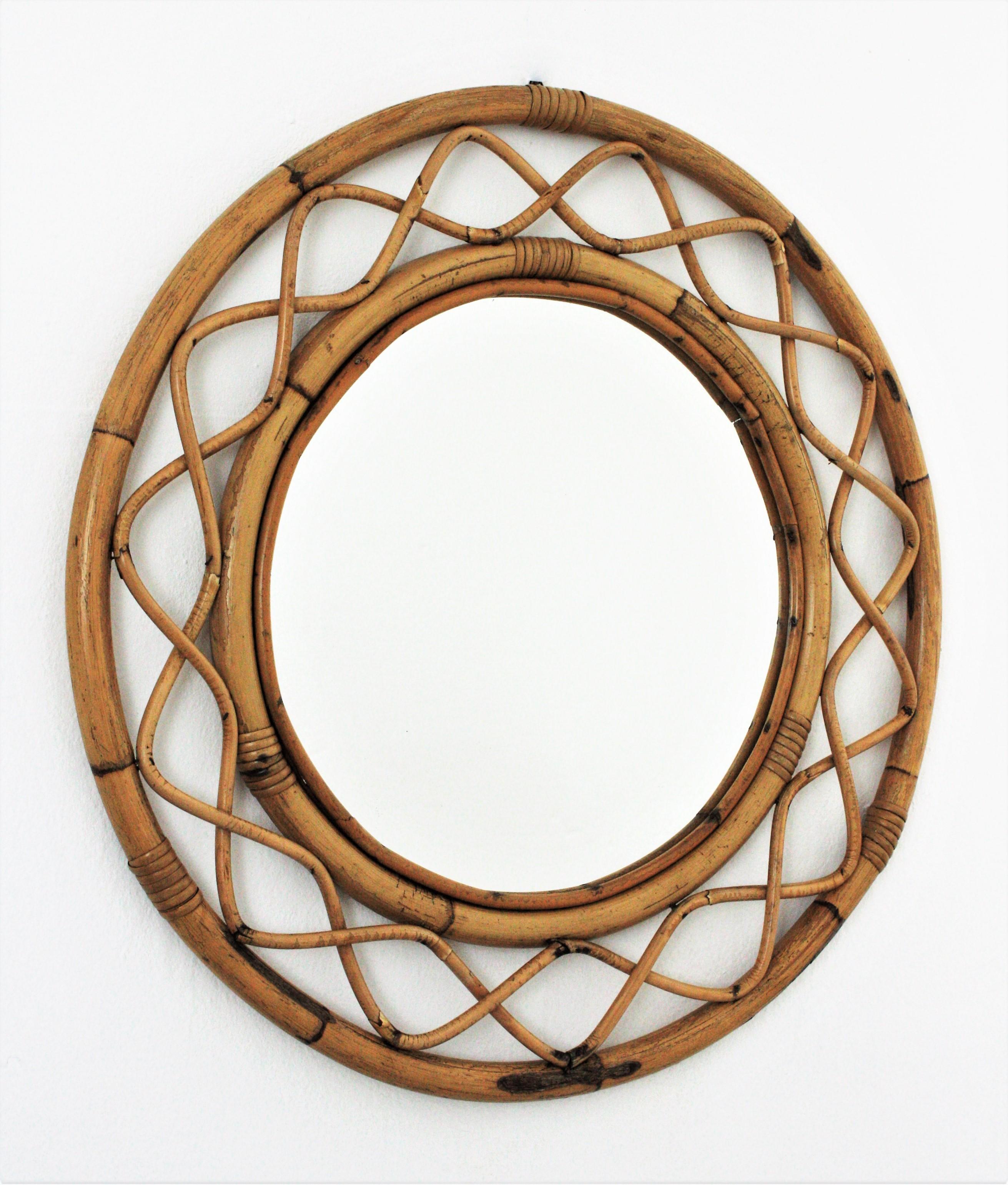 bamboo round mirror