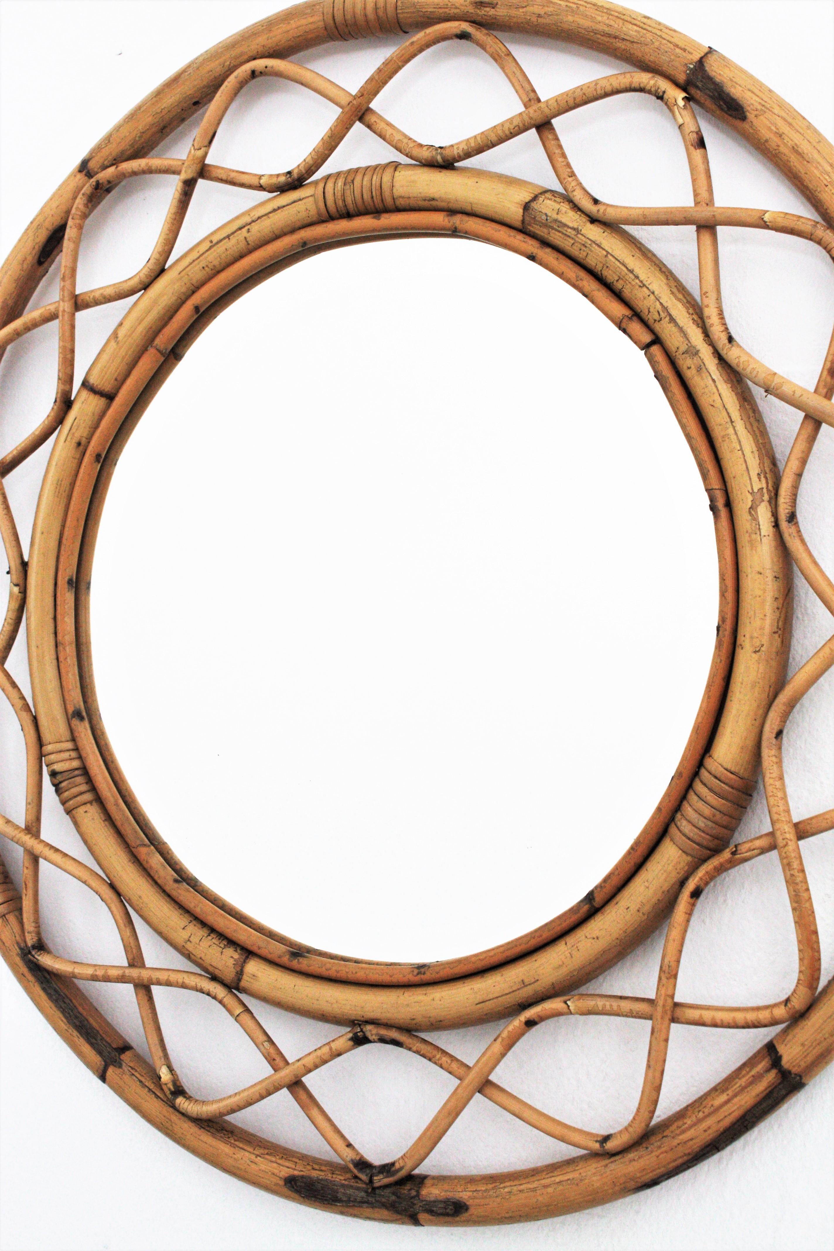 round bamboo mirror