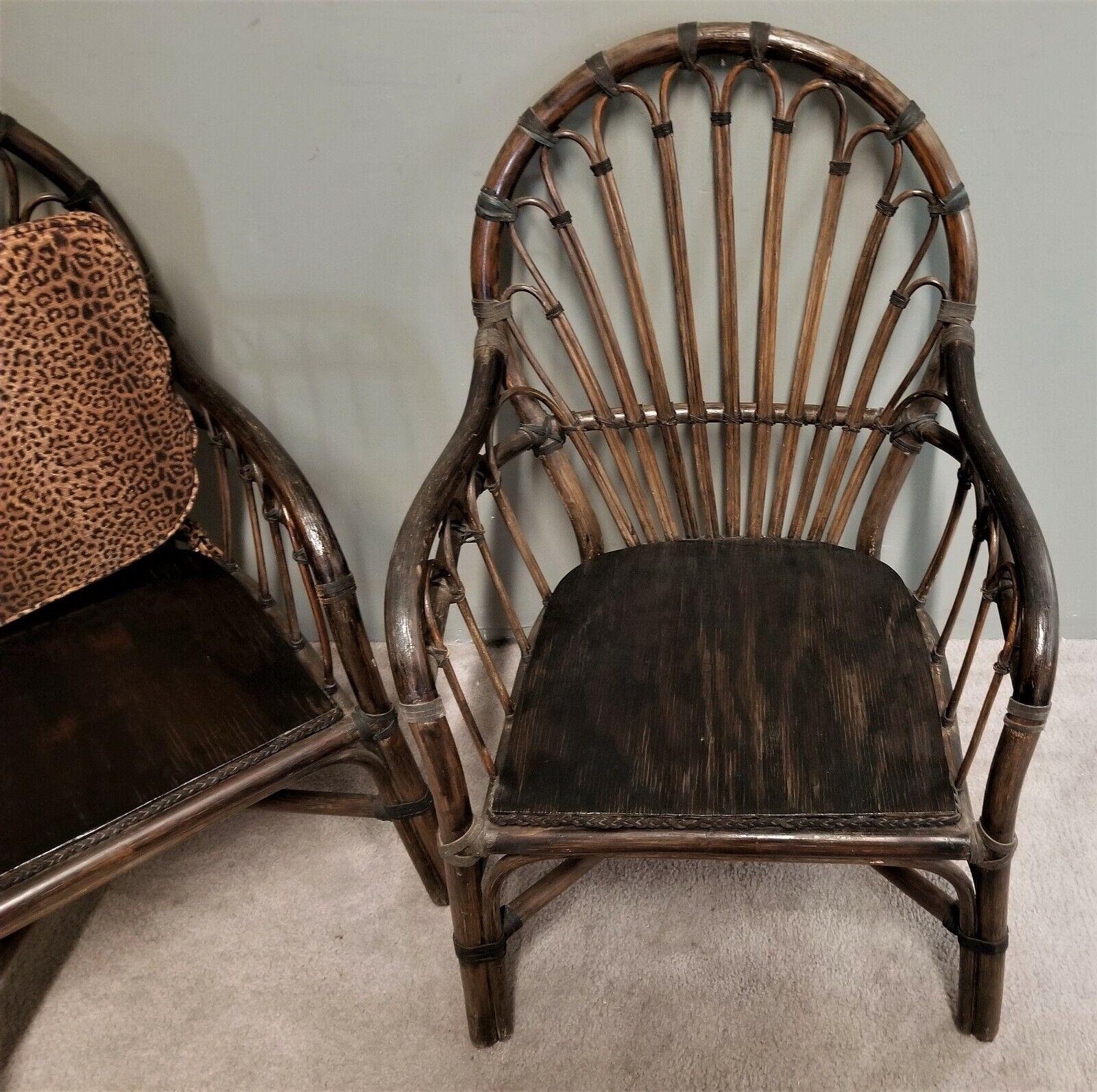 Late 20th Century Franco Albini Style Harlequin Bentwood Rattan Armchairs