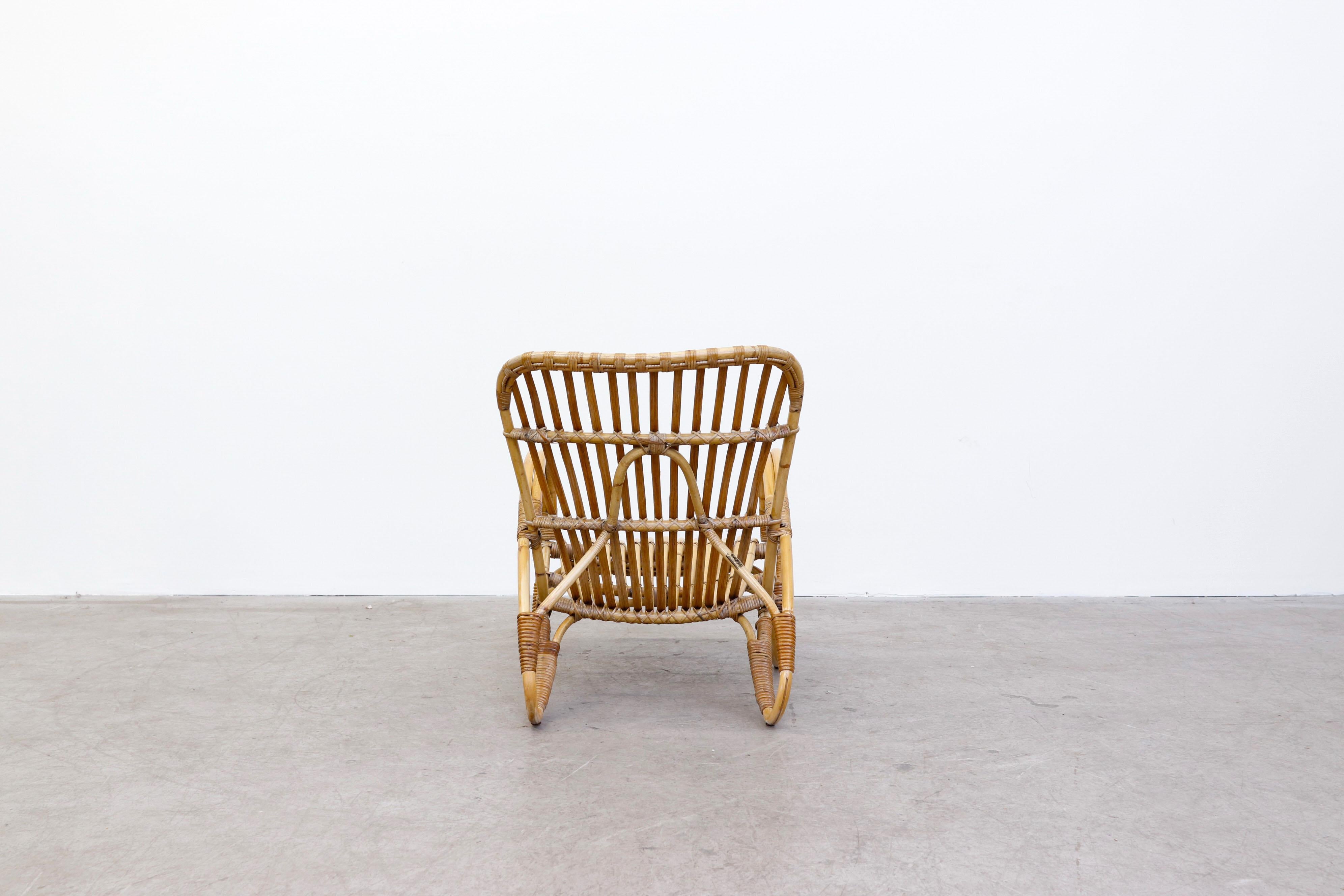 Mid-20th Century Franco Albini Style Low Bamboo Lounge Chair by Rohé Noordwolde