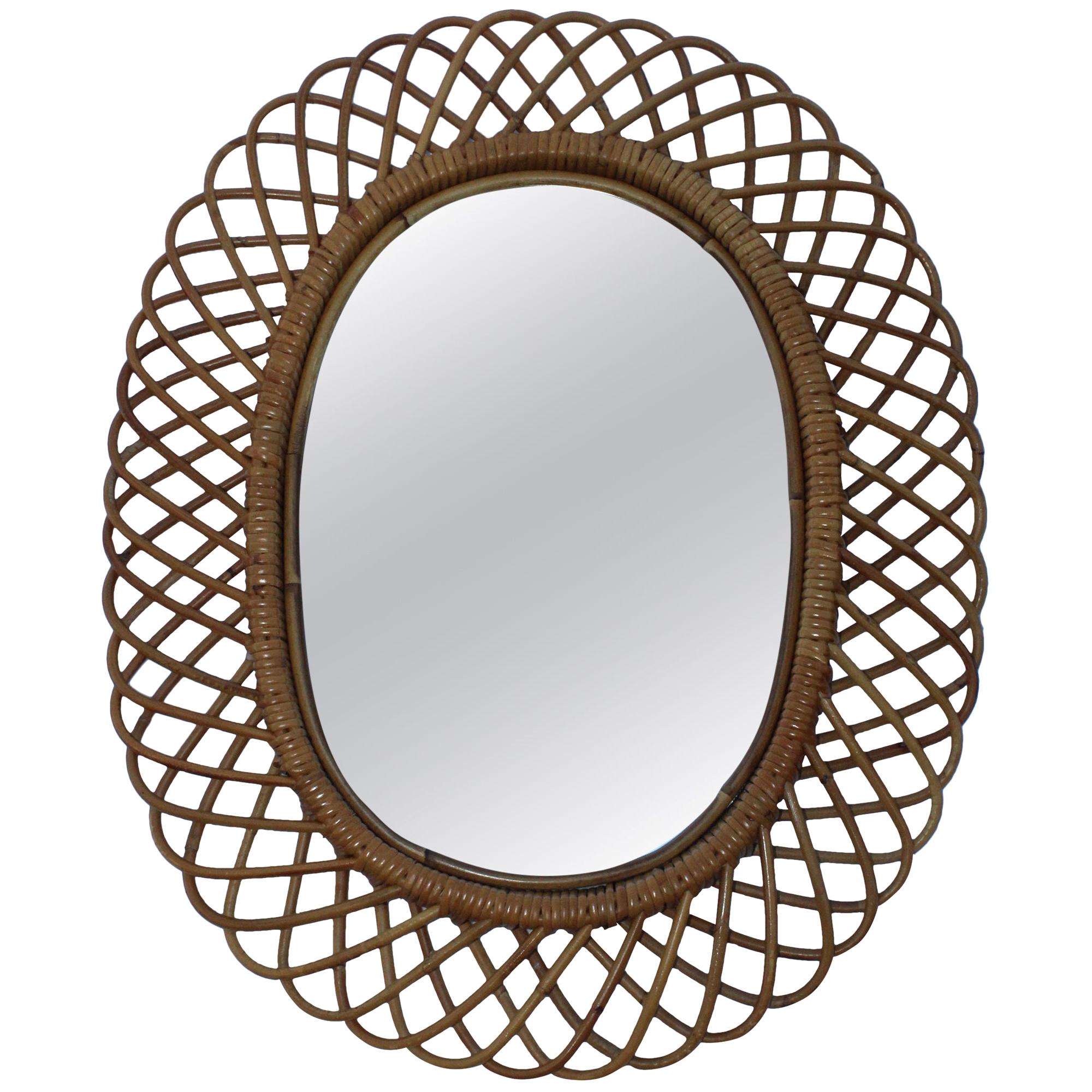 Franco Albini Style Midcentury Oval Mirror
