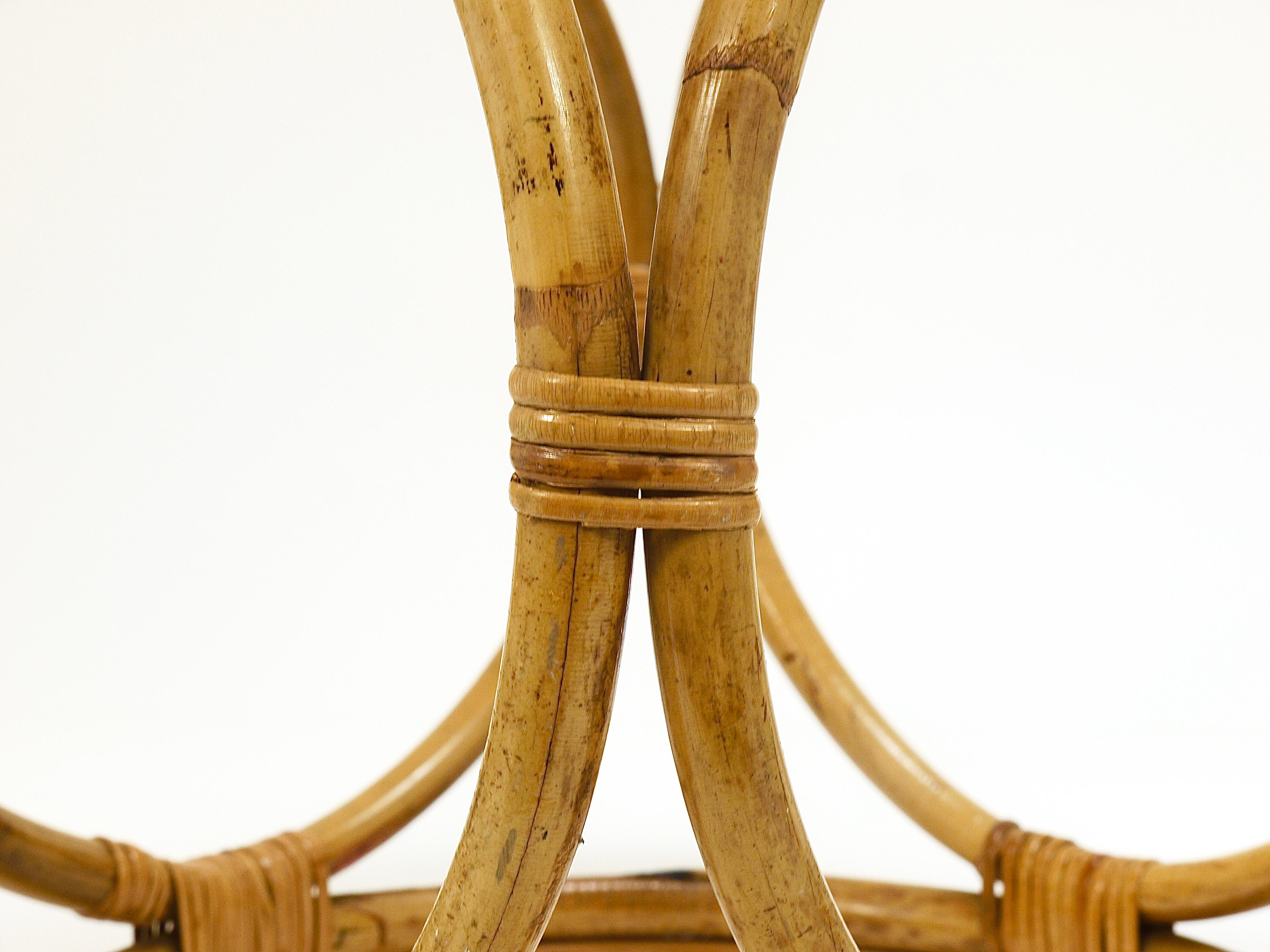 Franco Albini Style Midcentury Rattan Bamboo Stool, Side Table, France, 1950s 9