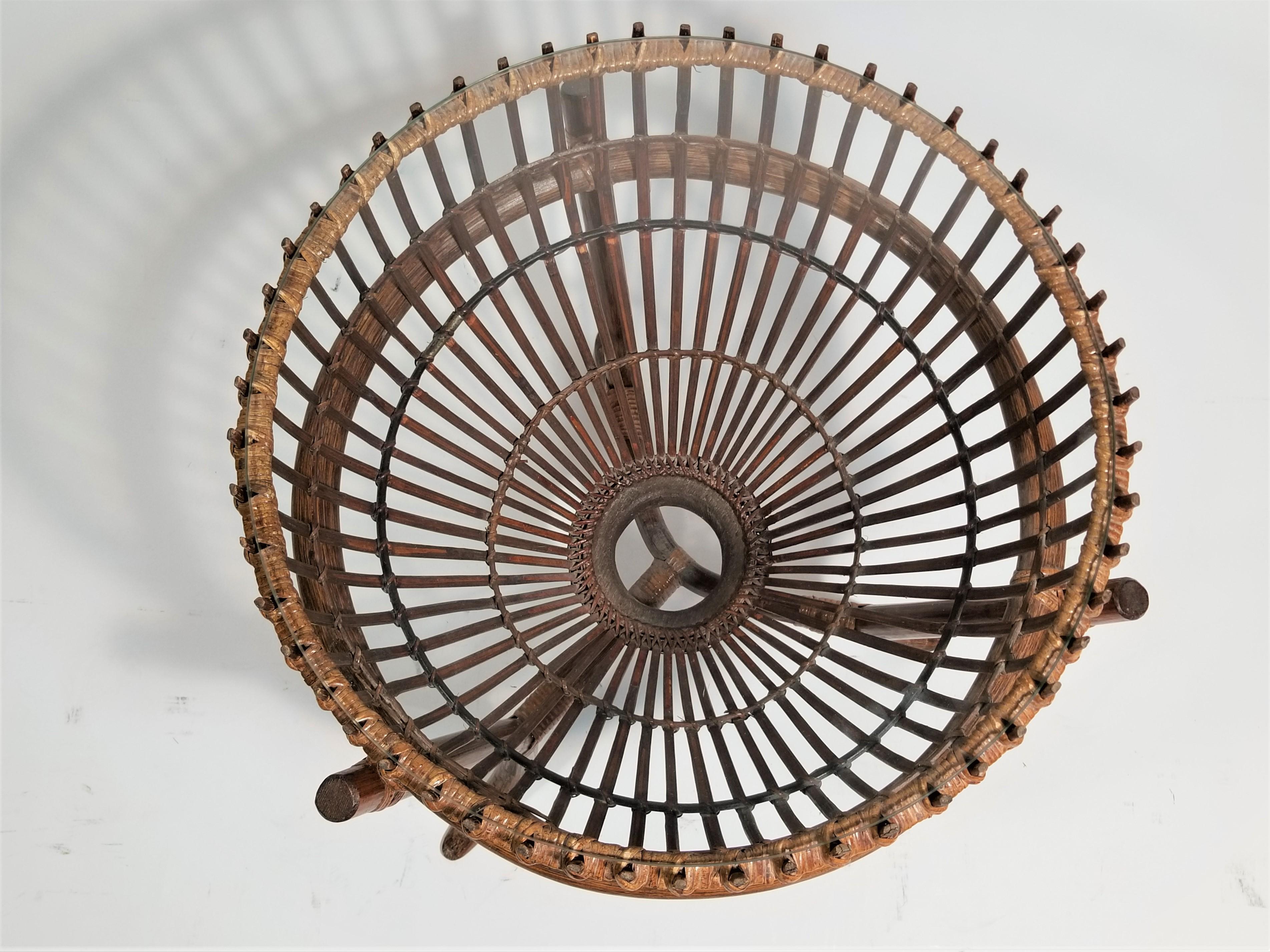Franco Albini Style Rattan 1960s Fishing Basket Table For Sale 7
