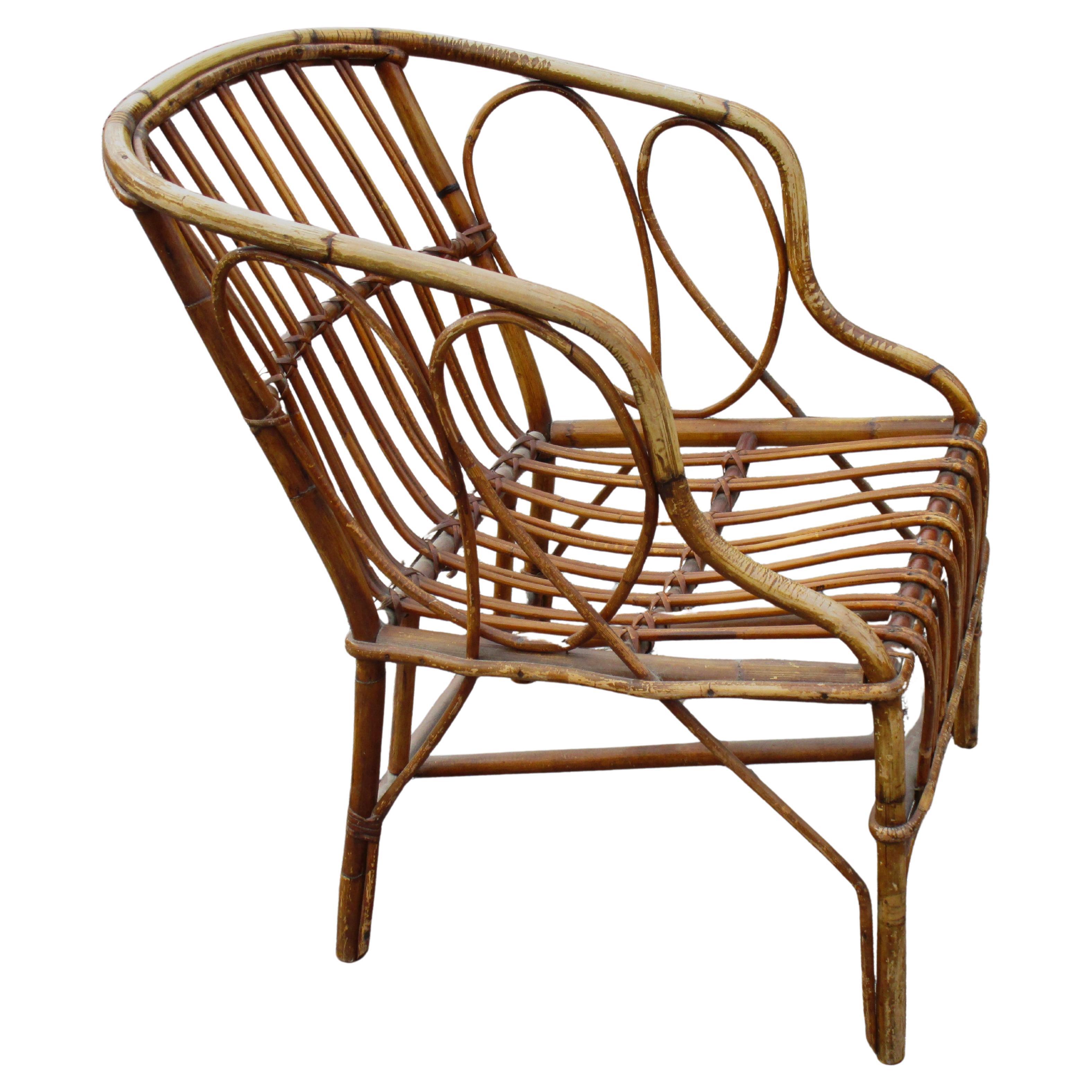 Poltrona in rattan in stile Franco Albini in vendita 6