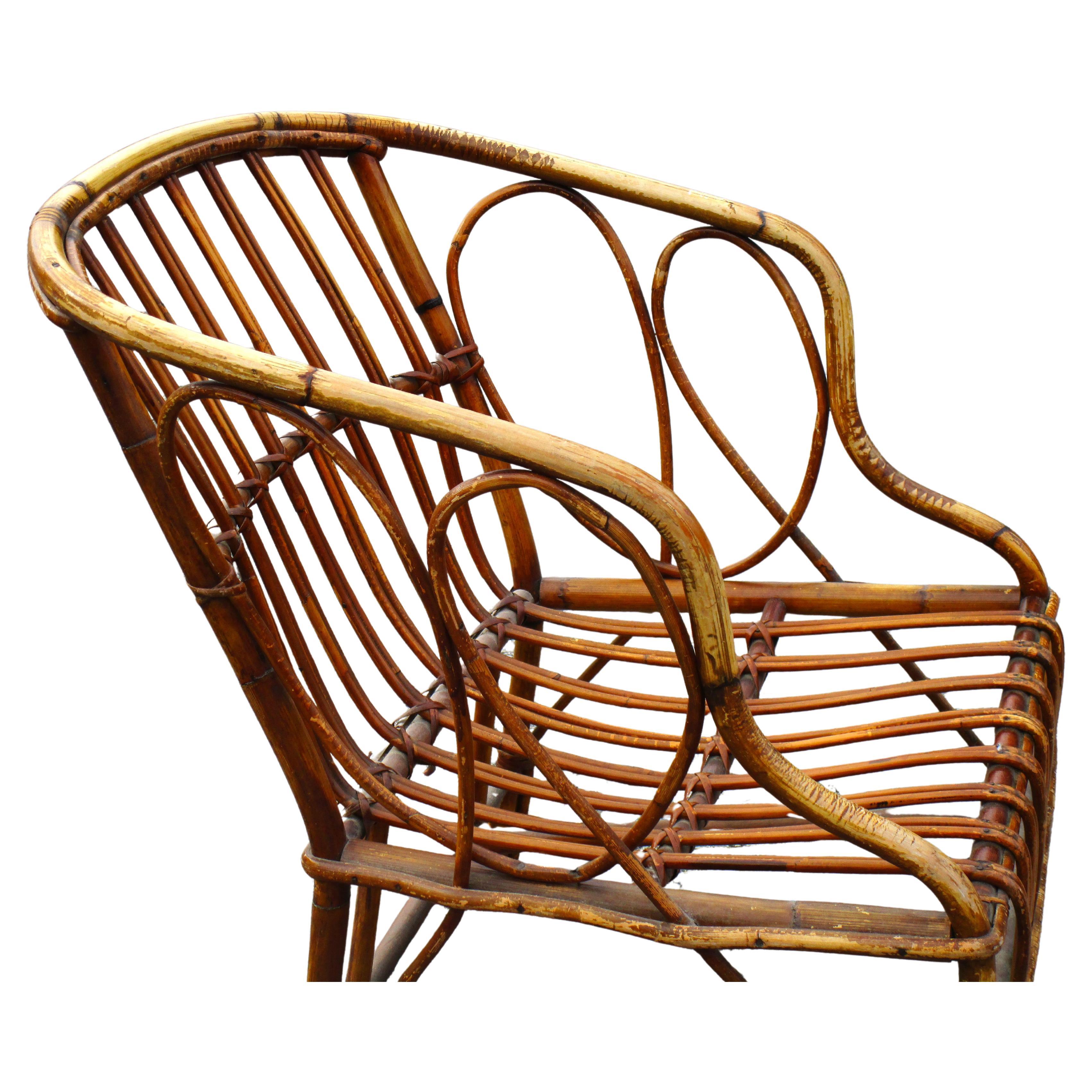 Poltrona in rattan in stile Franco Albini in vendita 7