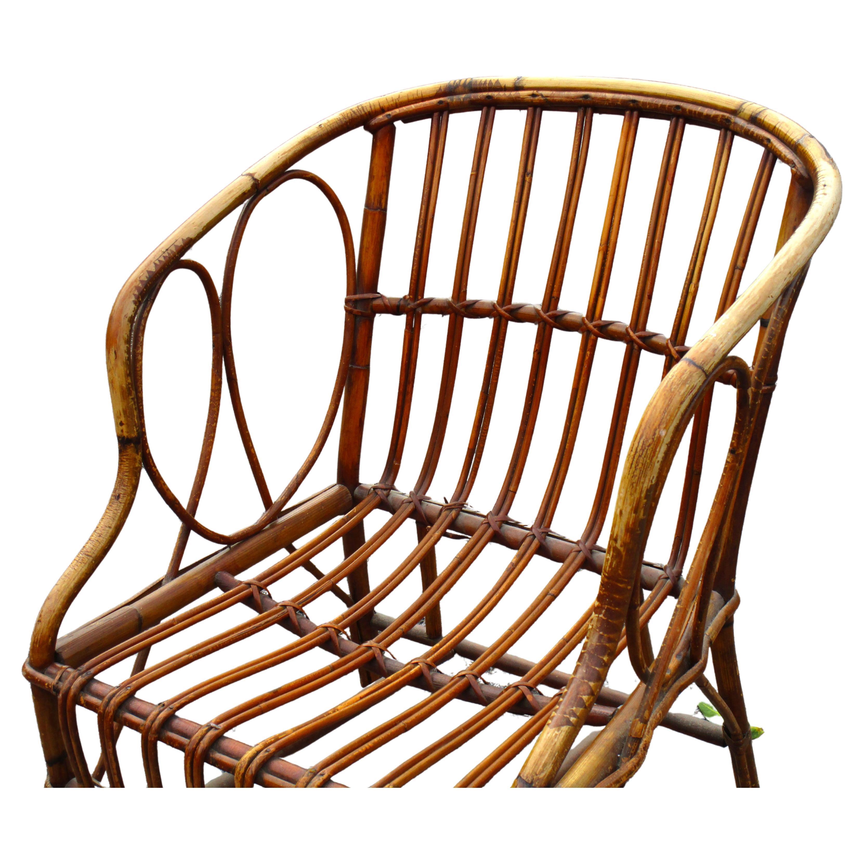 Poltrona in rattan in stile Franco Albini in vendita 8