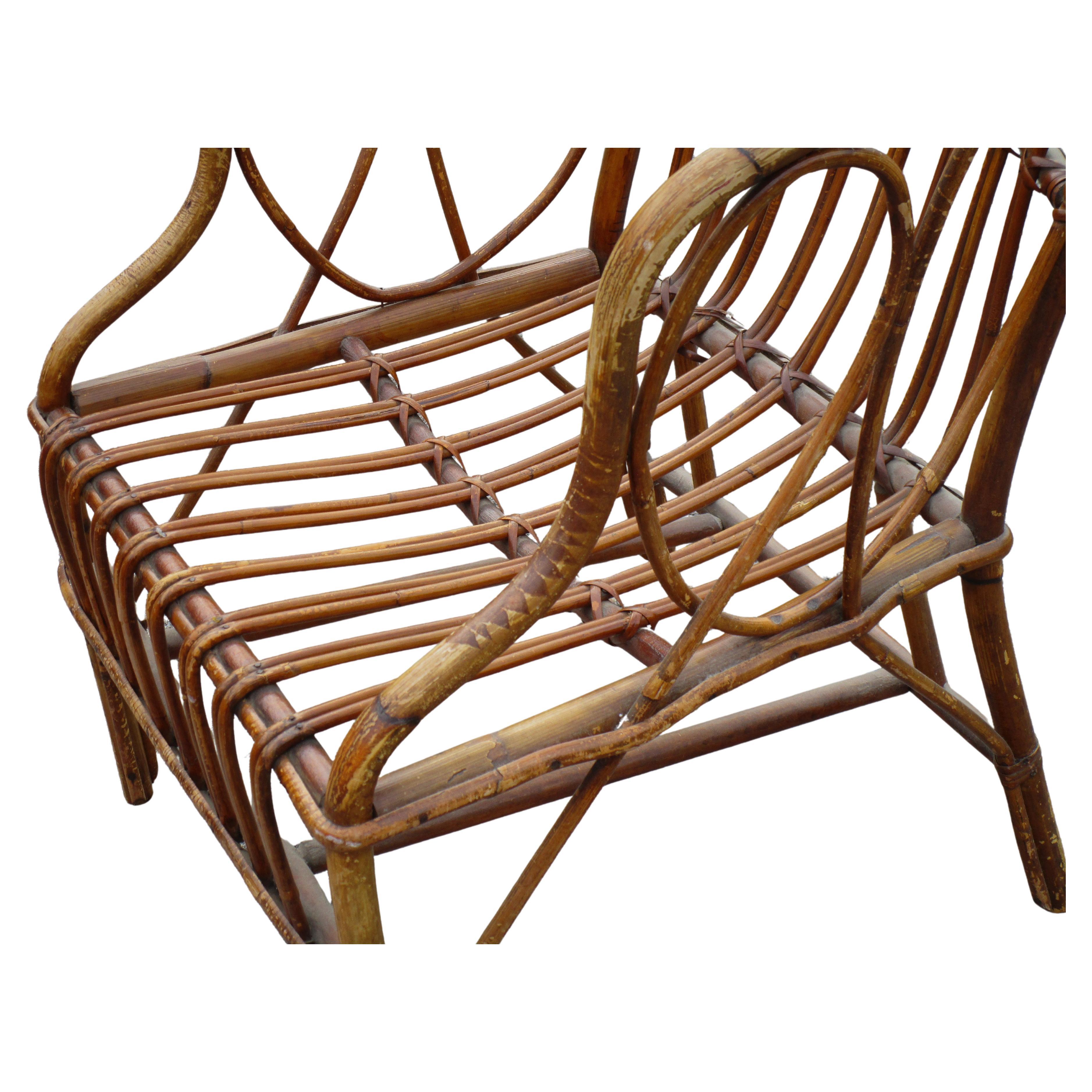 Poltrona in rattan in stile Franco Albini in vendita 9