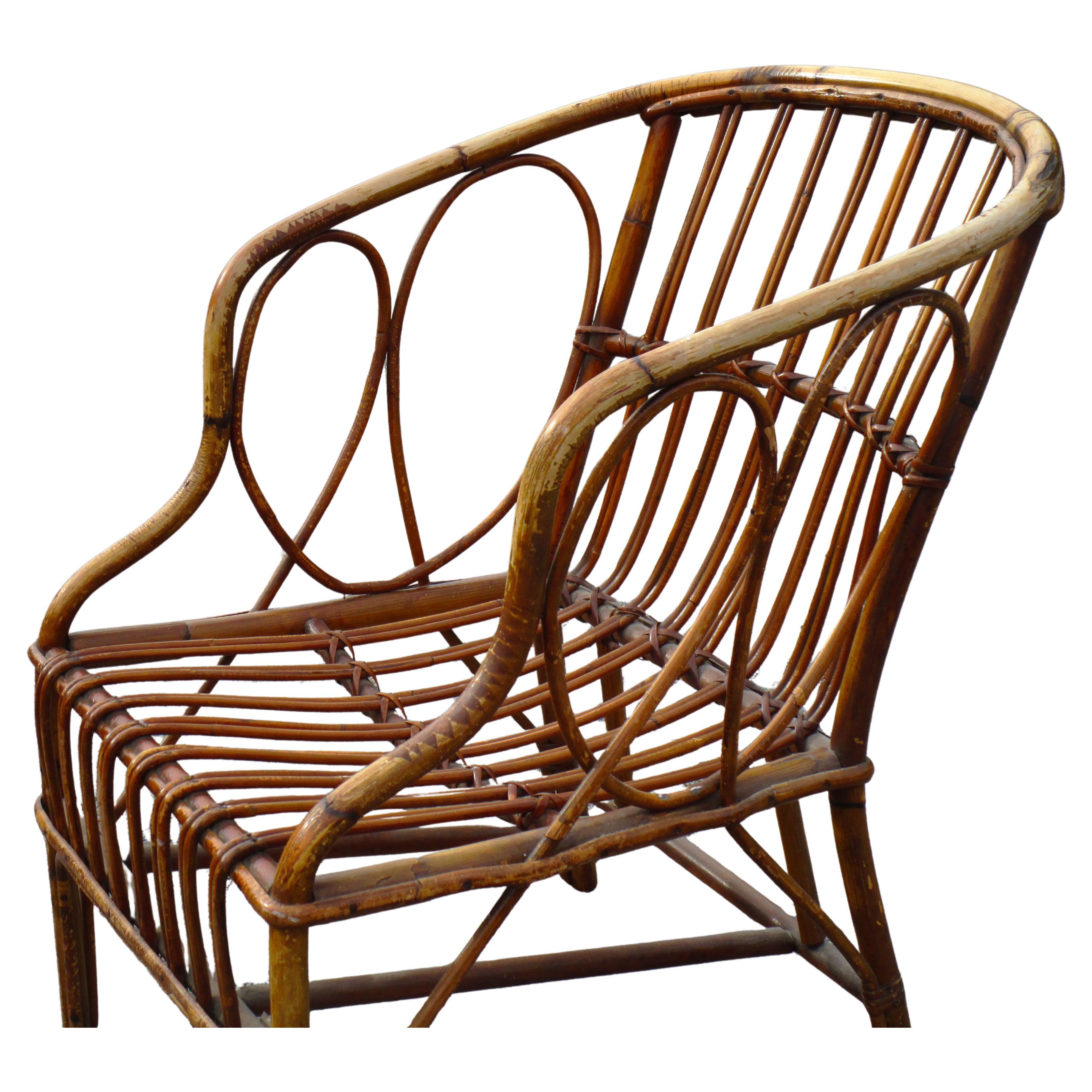 XX secolo Poltrona in rattan in stile Franco Albini in vendita