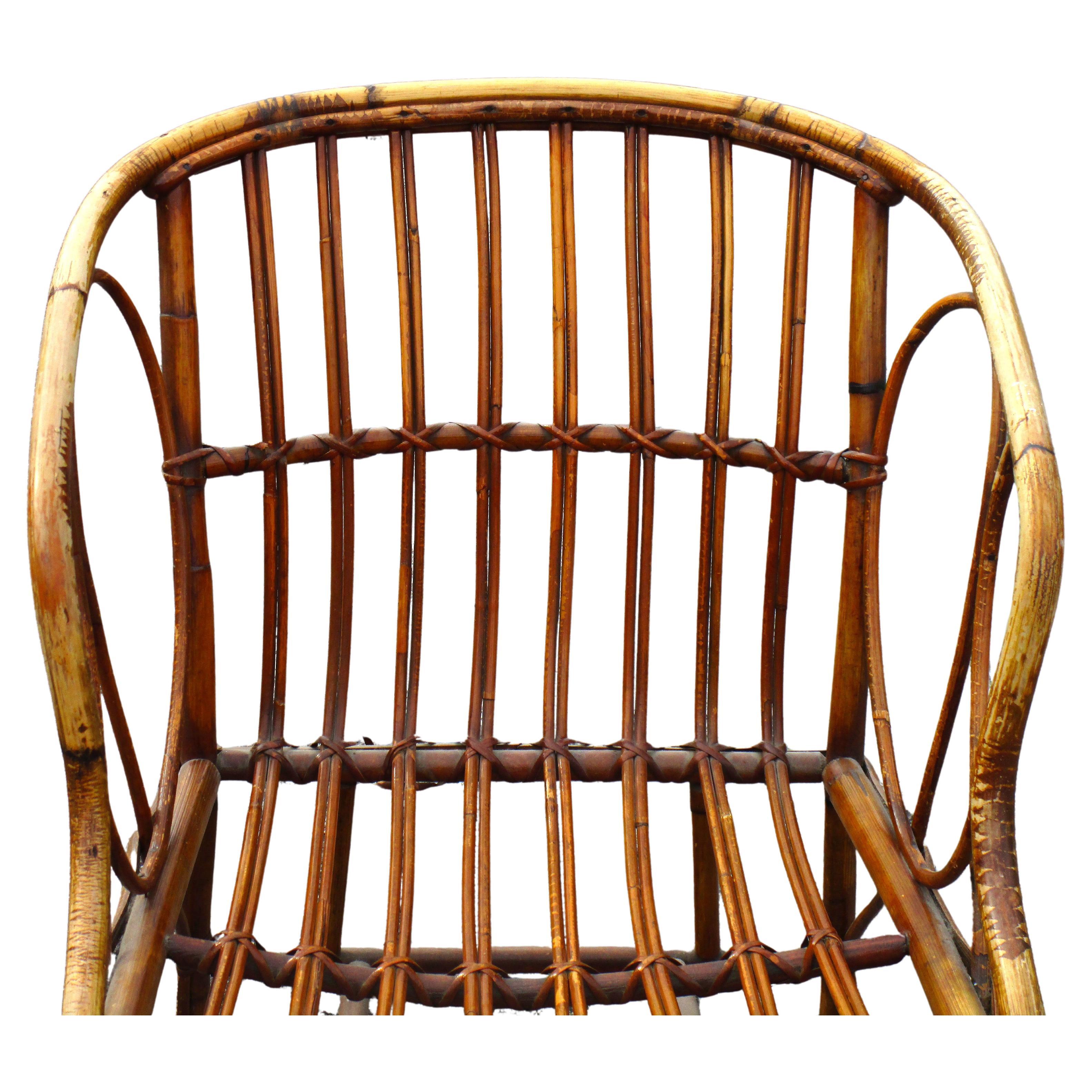 Poltrona in rattan in stile Franco Albini in vendita 1