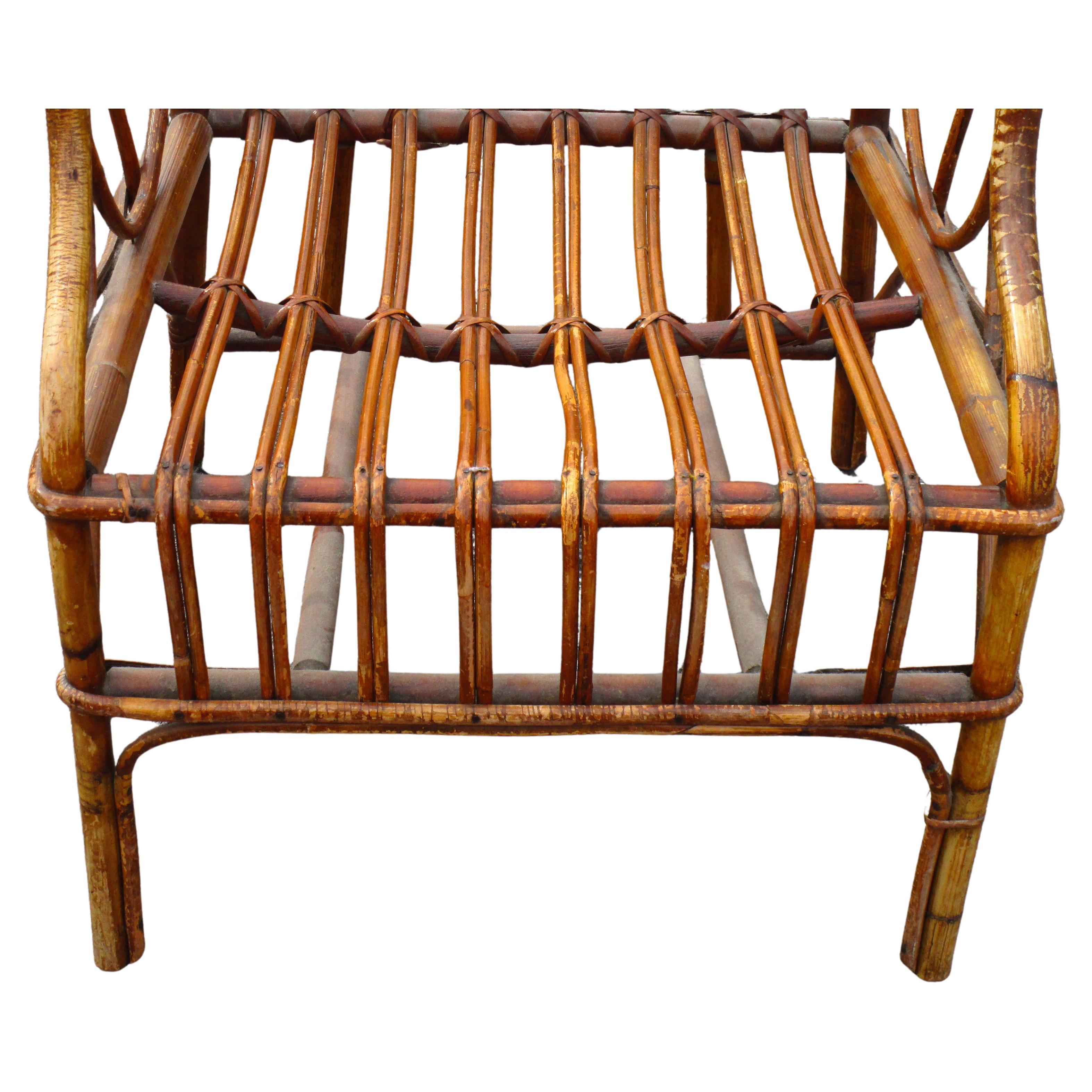 Poltrona in rattan in stile Franco Albini in vendita 2