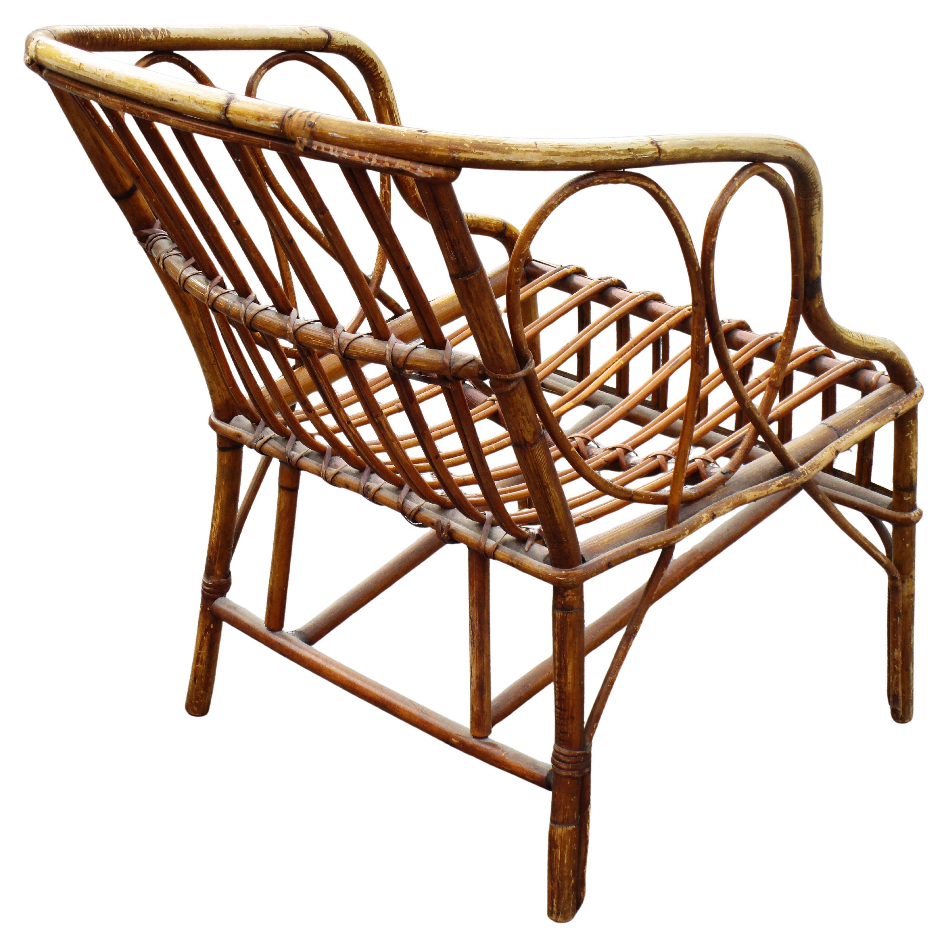 Poltrona in rattan in stile Franco Albini in vendita 3