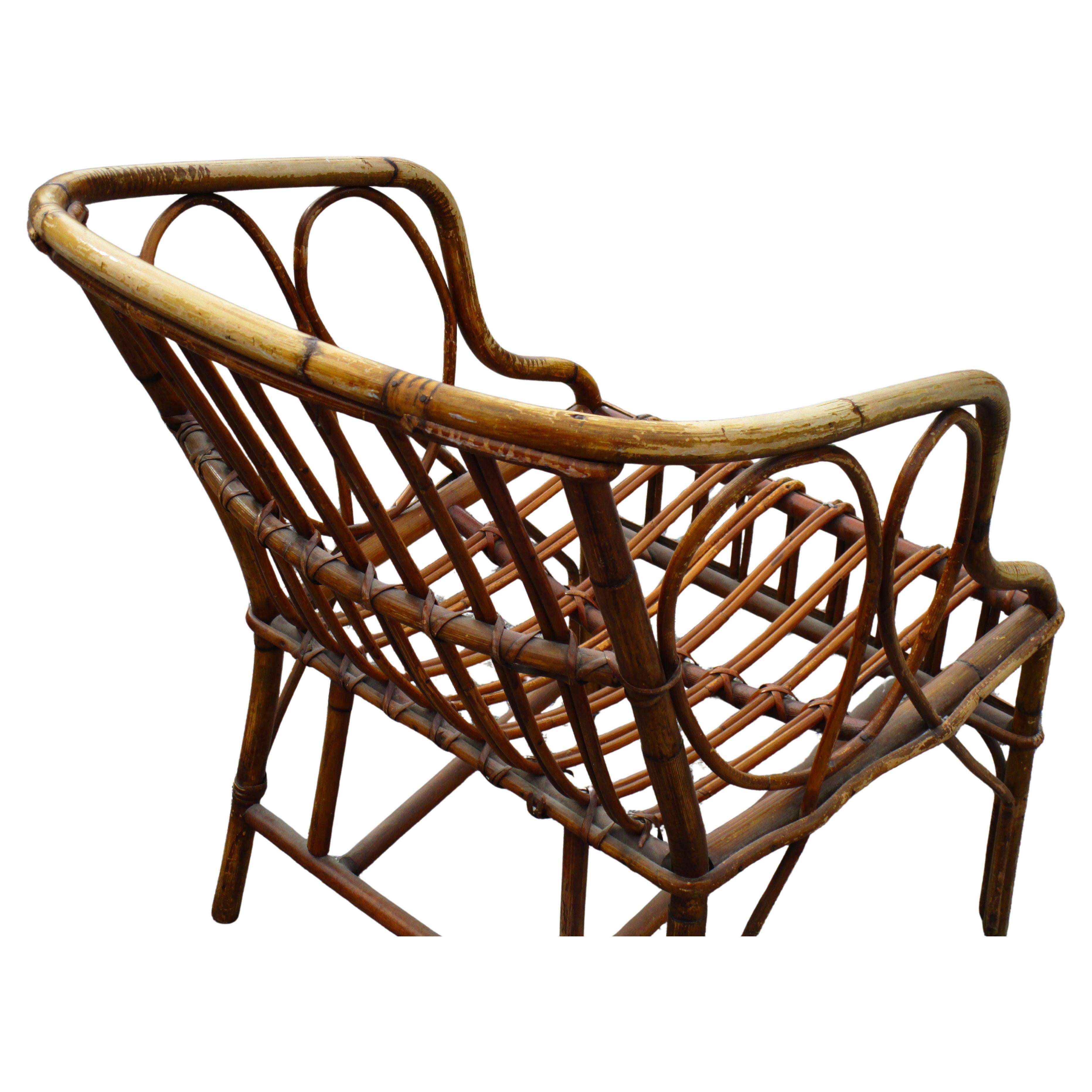 Poltrona in rattan in stile Franco Albini in vendita 4
