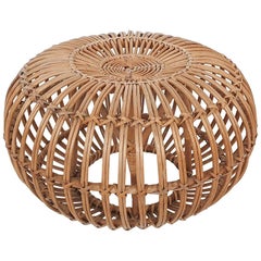 Vintage Franco Albini Style Rattan Woven Ottoman, Italy, 1950's