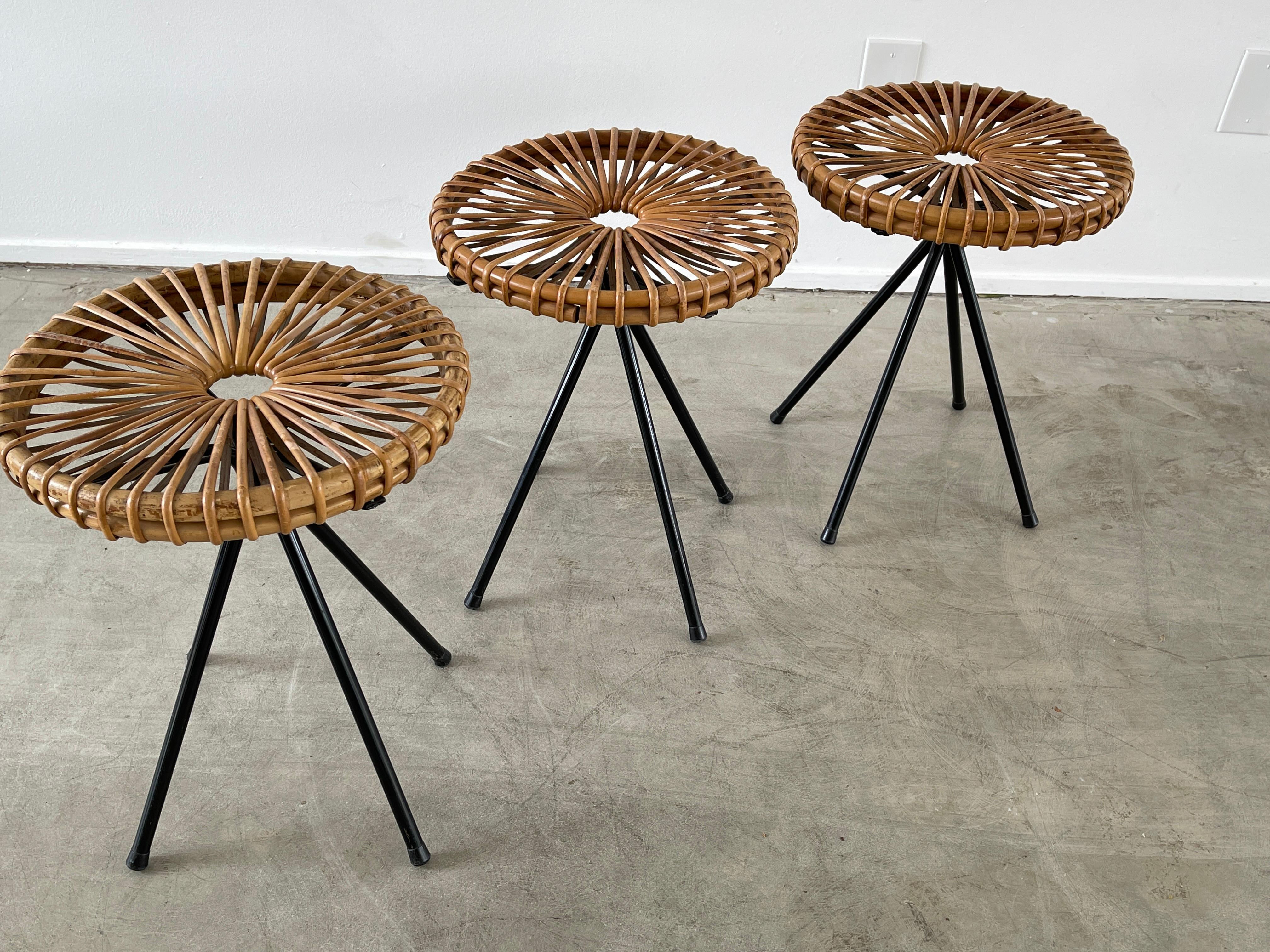 Franco Albini Style Stools In Good Condition For Sale In Beverly Hills, CA