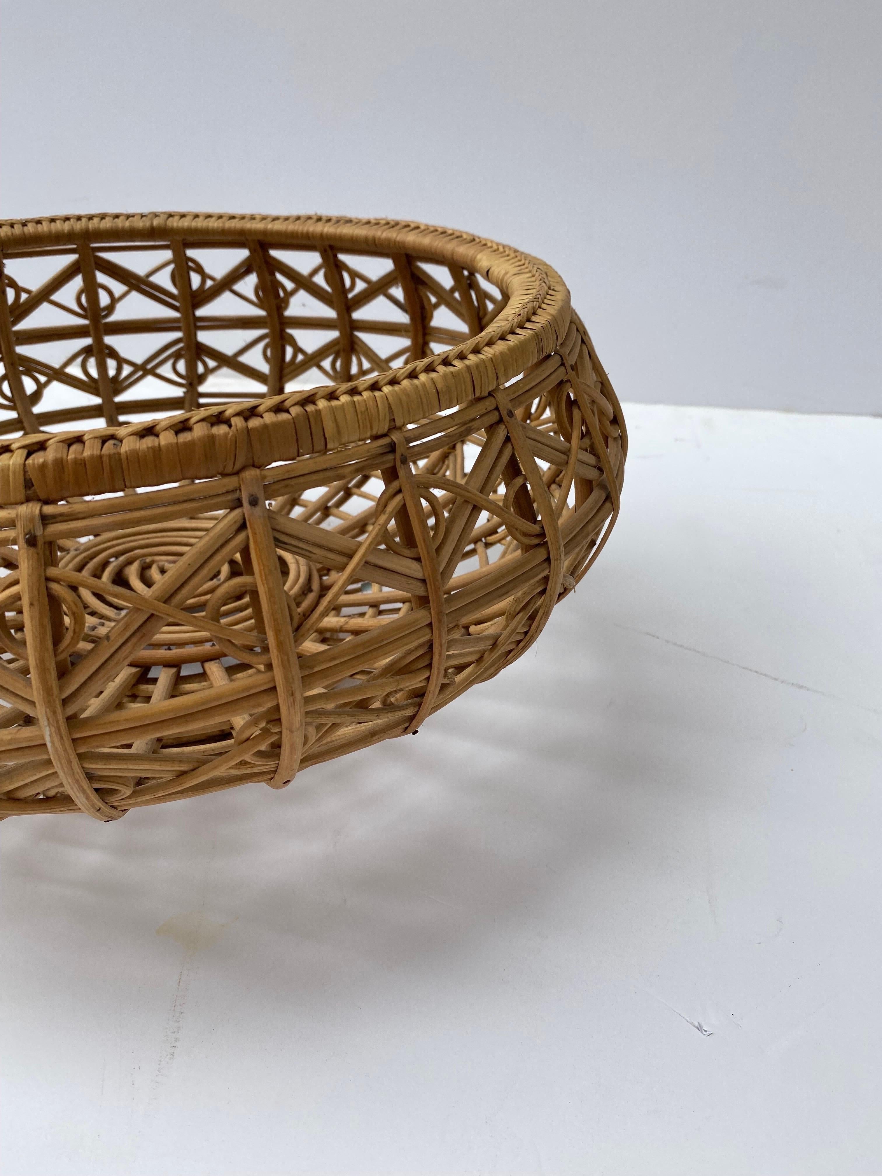 Franco Albini Style Wicker Basket.  Measures 16