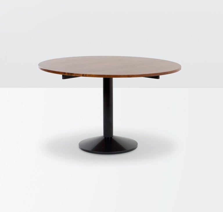 Mid-Century Modern Franco Albini TL30 Round Table in Metal and Wood for Poggi, 1950s For Sale