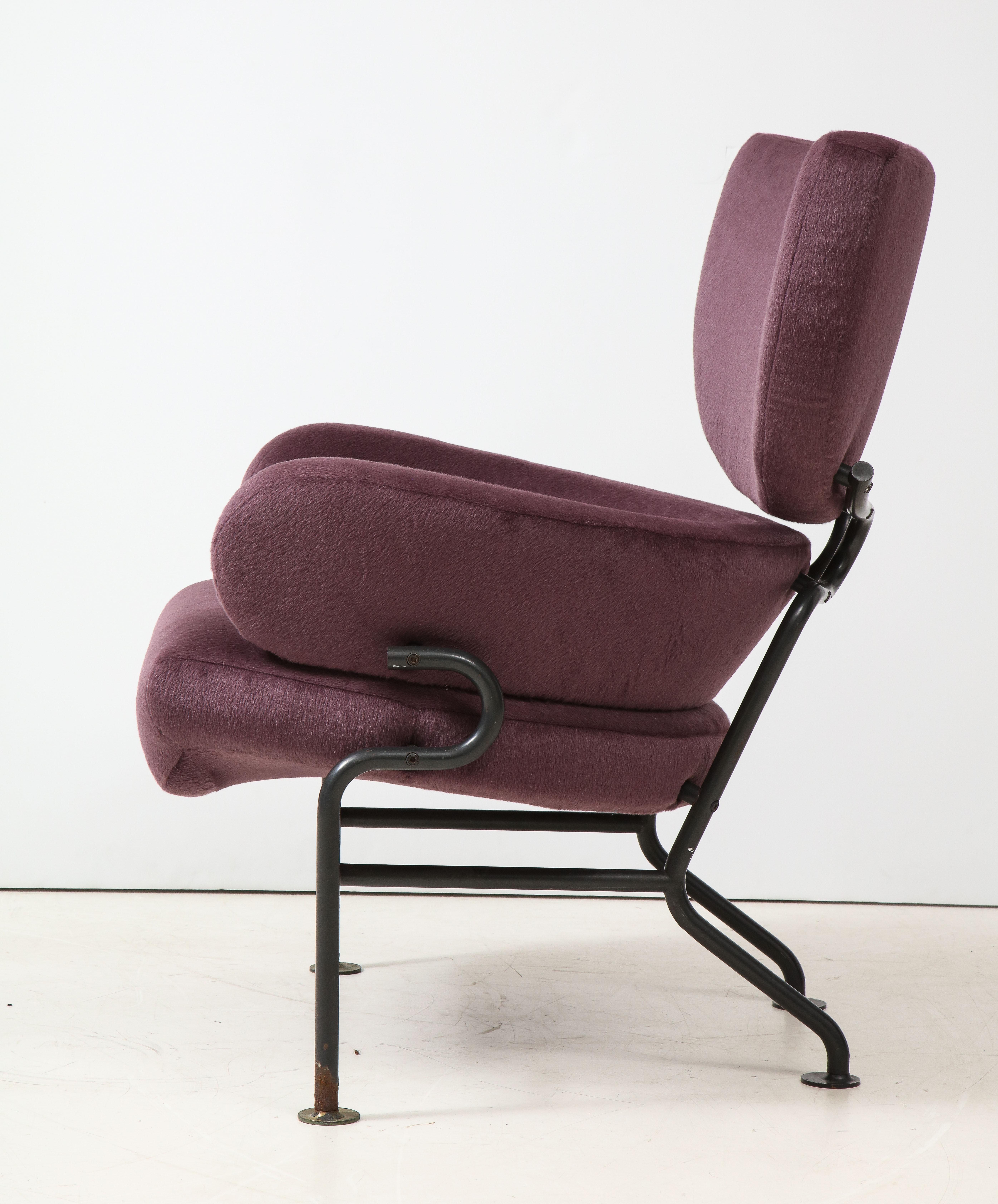 Lacquered Purple Alpaca Model Pl 19 Armchair by Franco Albini, Italy, c. 1959 For Sale