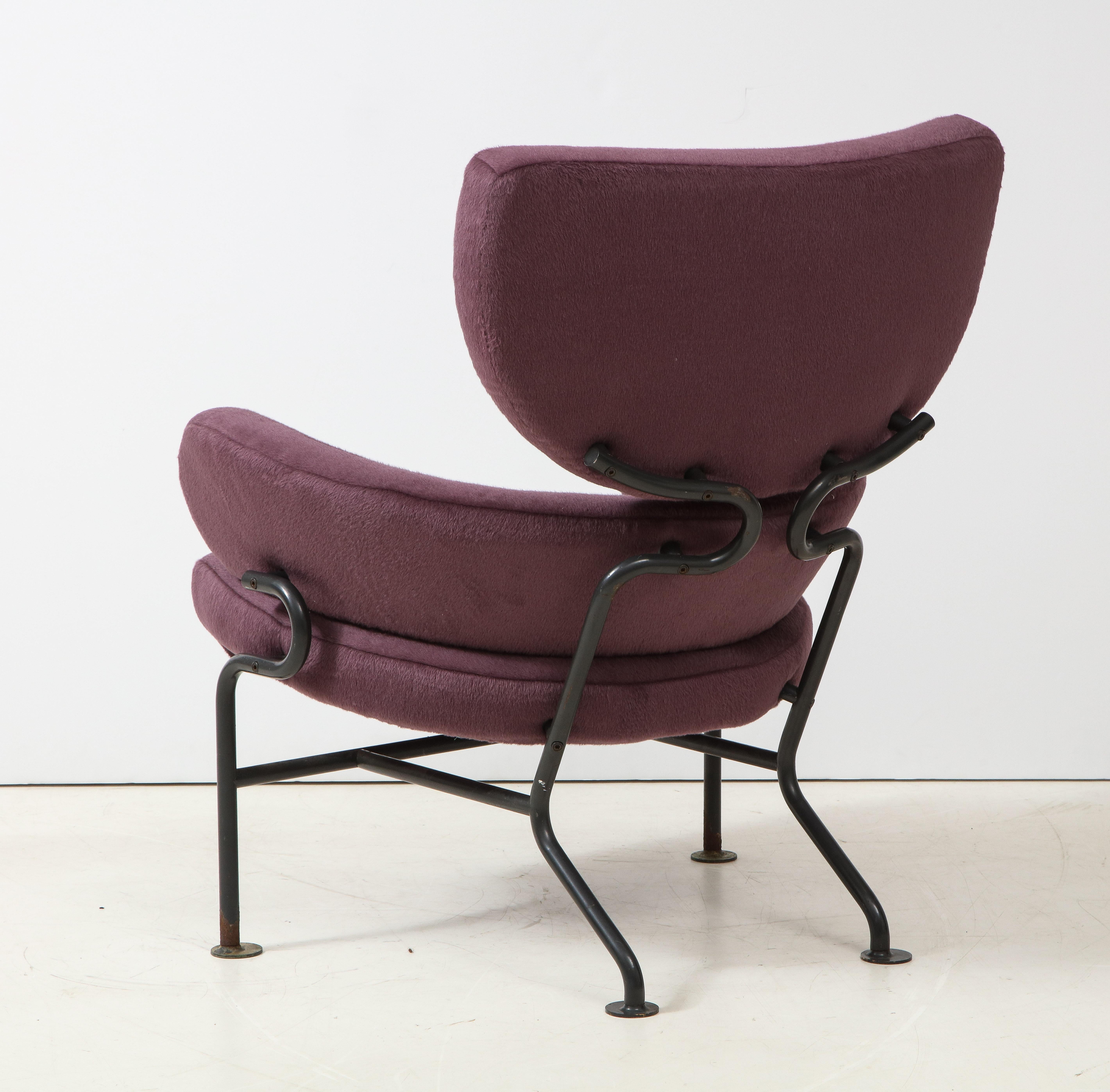 Purple Alpaca Model Pl 19 Armchair by Franco Albini, Italy, c. 1959 In Good Condition For Sale In New York City, NY