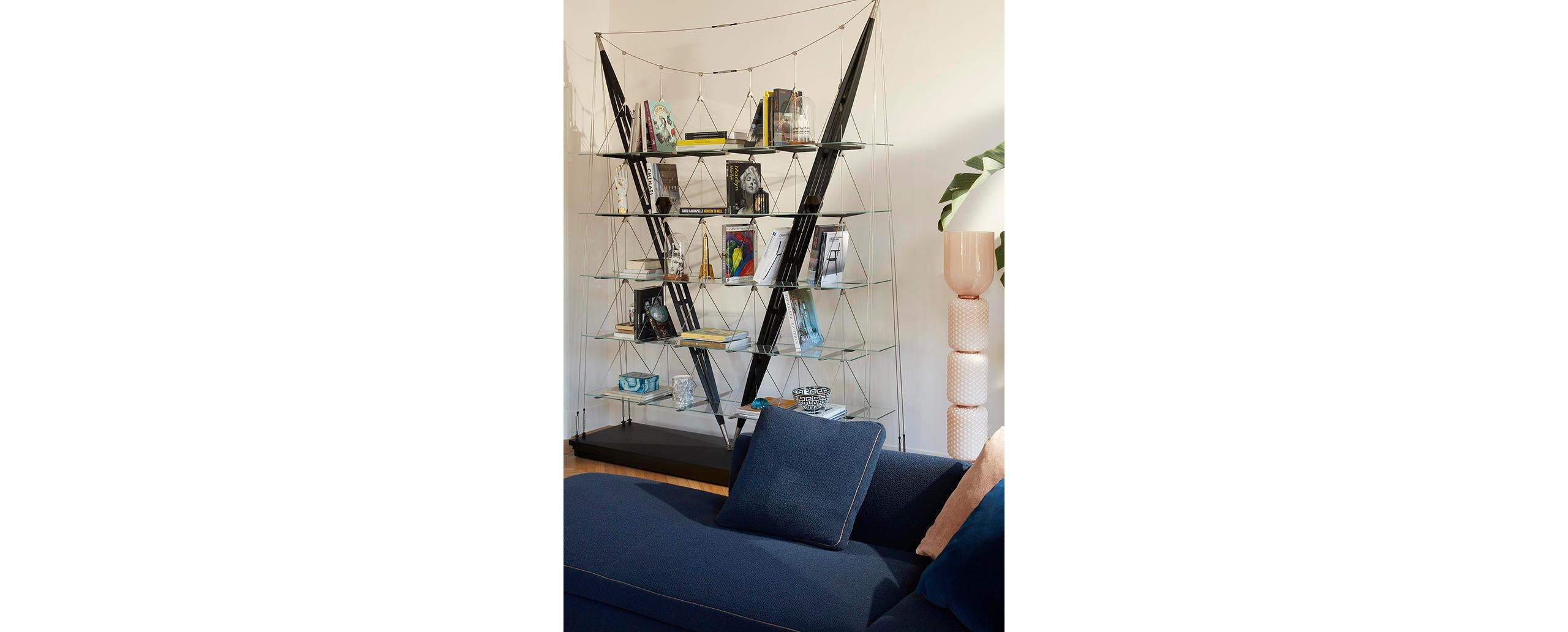 Franco Albini Veleiro Bookcase, Black Stained Wood by Cassina 5