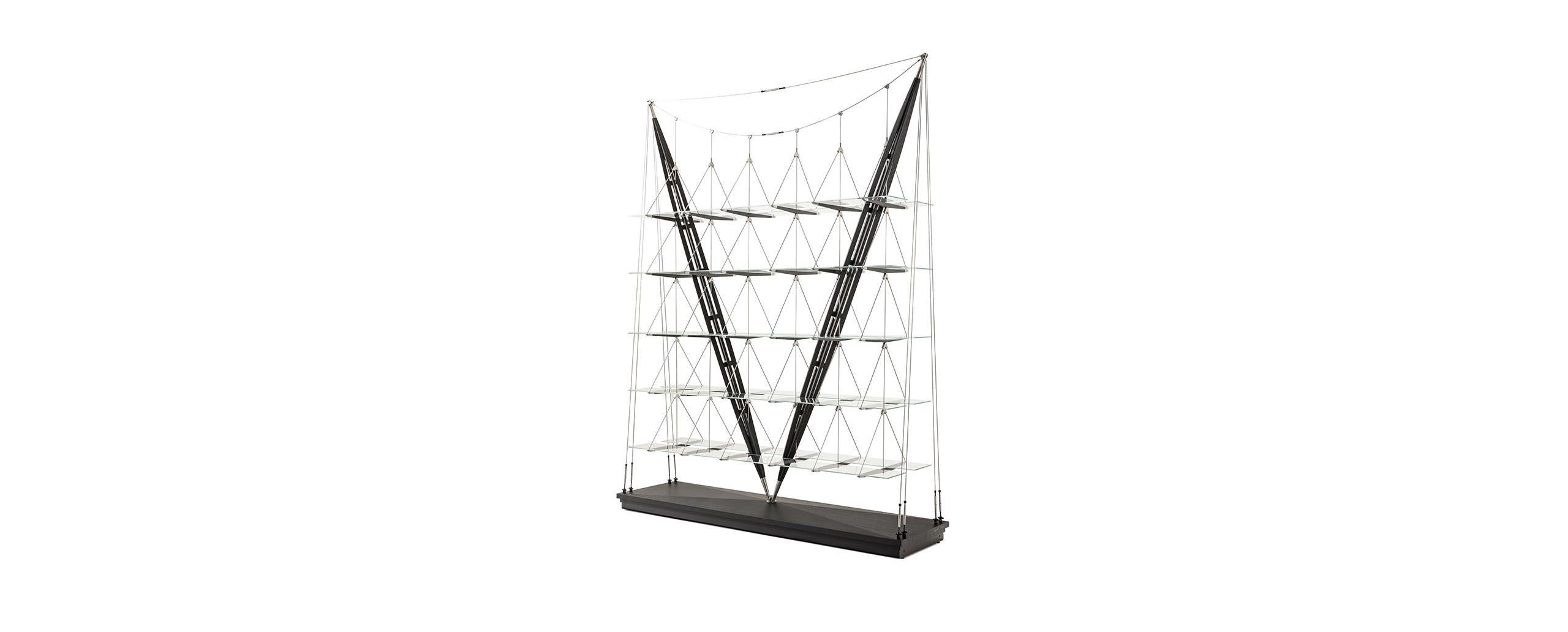 Italian Franco Albini Veleiro Bookcase, Black Stained Wood by Cassina For Sale