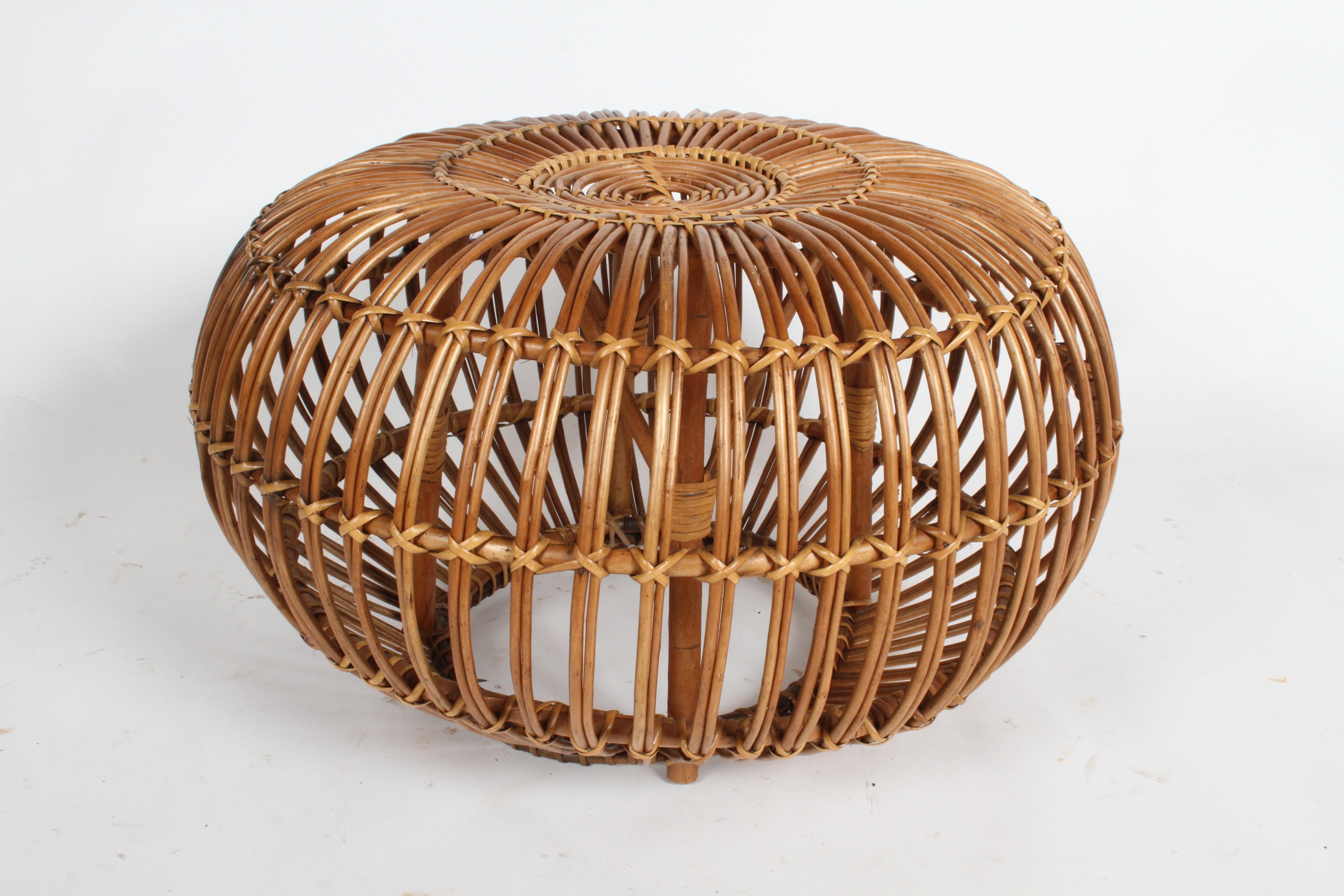 Mid-20th Century Franco Albini Wicker Ottoman or Stool