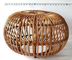 Franco Albini Wicker Ottoman, Pencil Reed, Italian Mid Century, 1960s