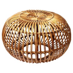 Franco Albini Wicker Ottoman, Pencil Reed, Italian Mid Century, 1960s