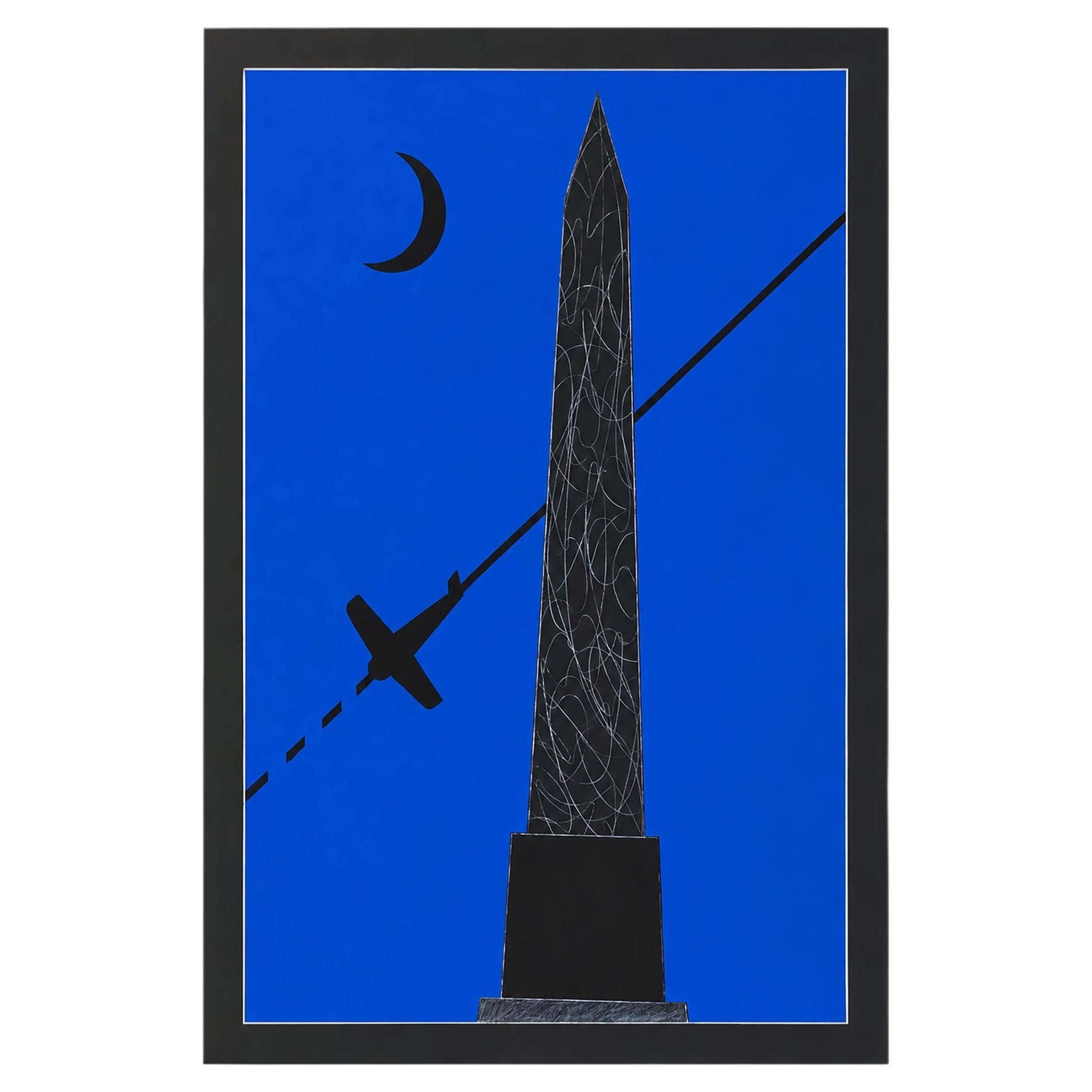 Franco Angeli (1935–1988) “Obelisco” Mixed Media on Canvas, Signed Verso