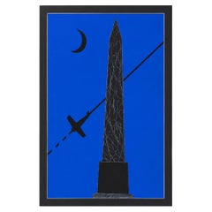 Franco Angeli (1935–1988) “Obelisco” Mixed Media on Canvas, Signed Verso