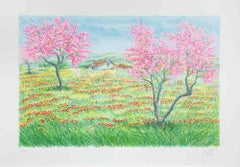 Paesaggio di primavera - Litografia di Franco Azzinari - Anni '80