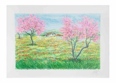 Paesaggio di primavera - Litografia di Franco Azzinari - Anni '80