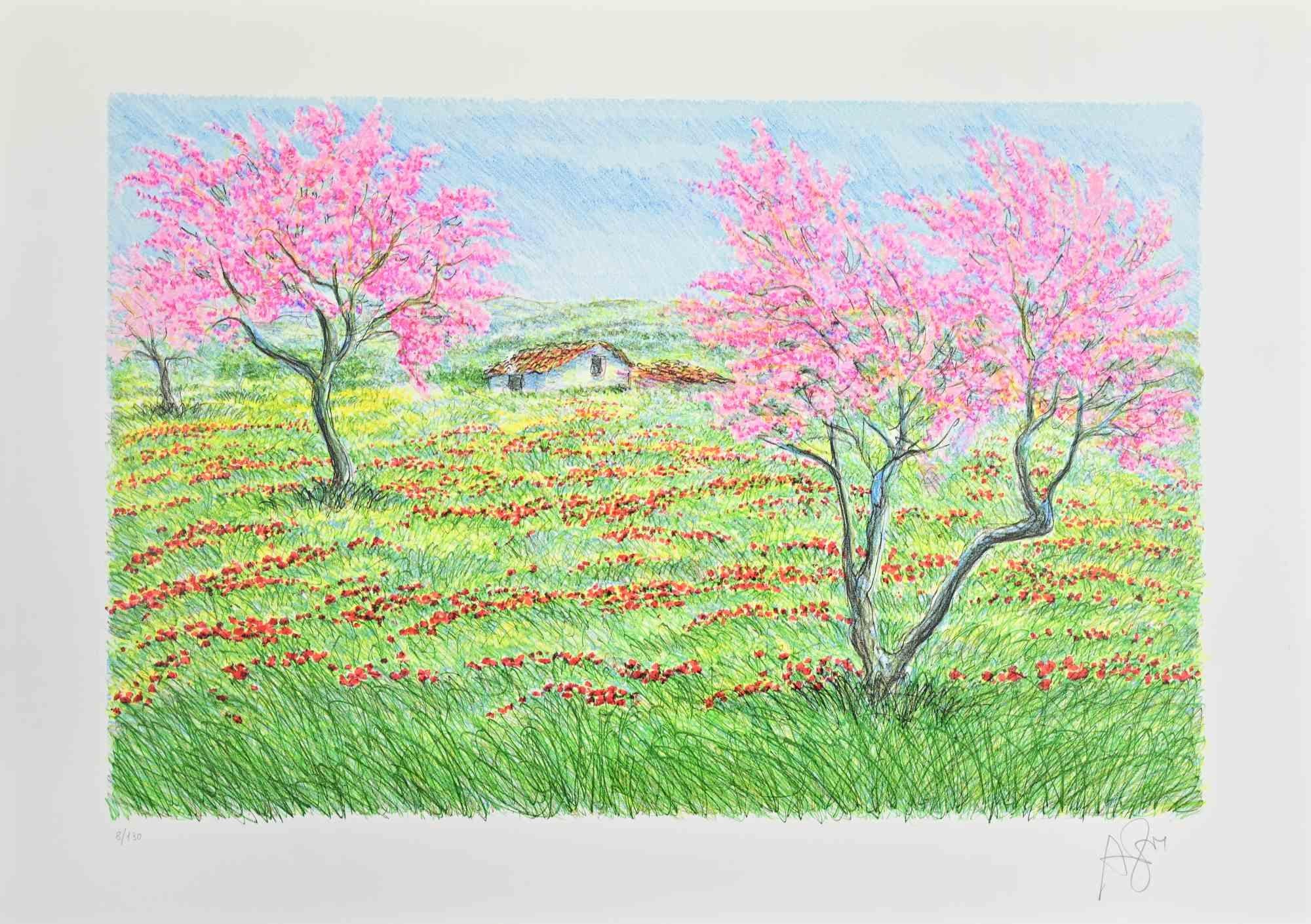Lithograph on paper realized by Franco Azzinari in 1980s.

Hand signed and numbered in pencil.

Edition of 130.

Excellent condition.