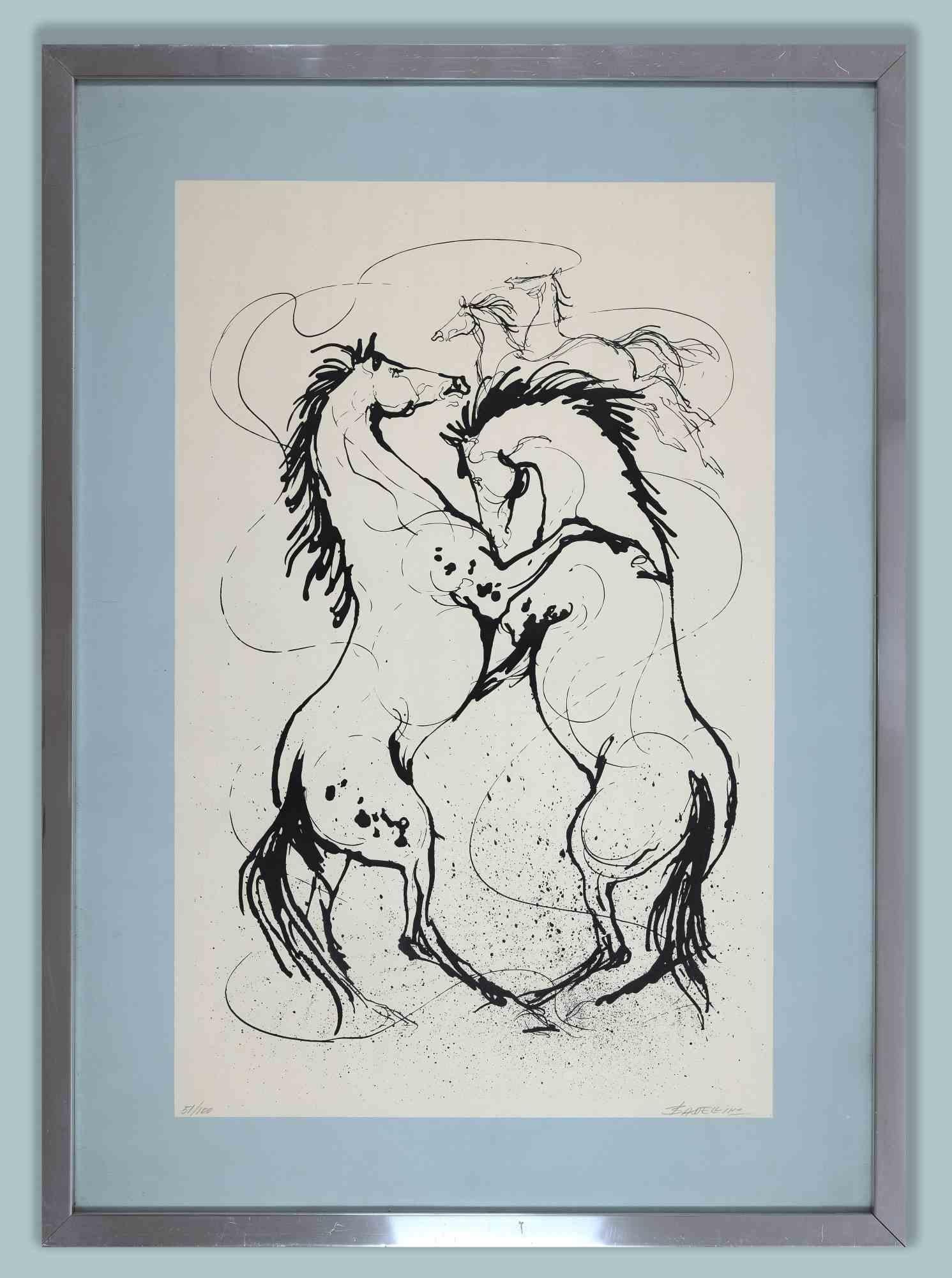 Horses - Original Screen Print by Franco Badellino - 1970s For Sale 2