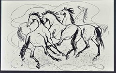 Horses Screen Print, Modern Style, Signed Edition of 100, Framed