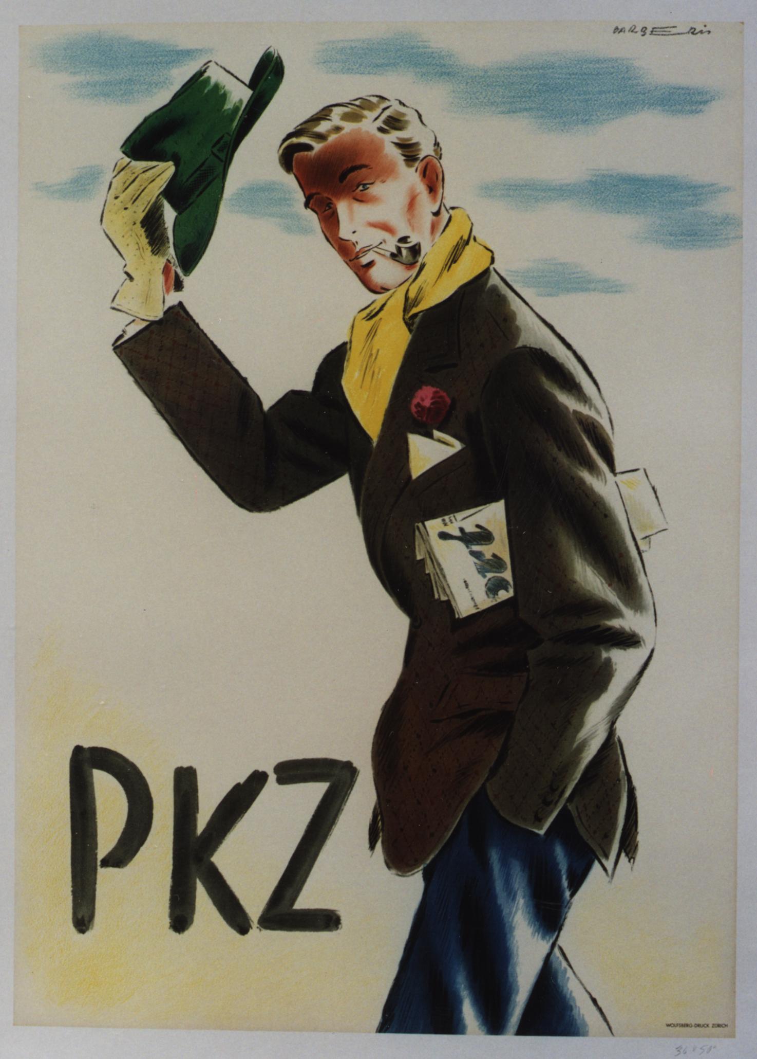 Franco Barberis Figurative Print - PKZ [Man Tipping His Hat].