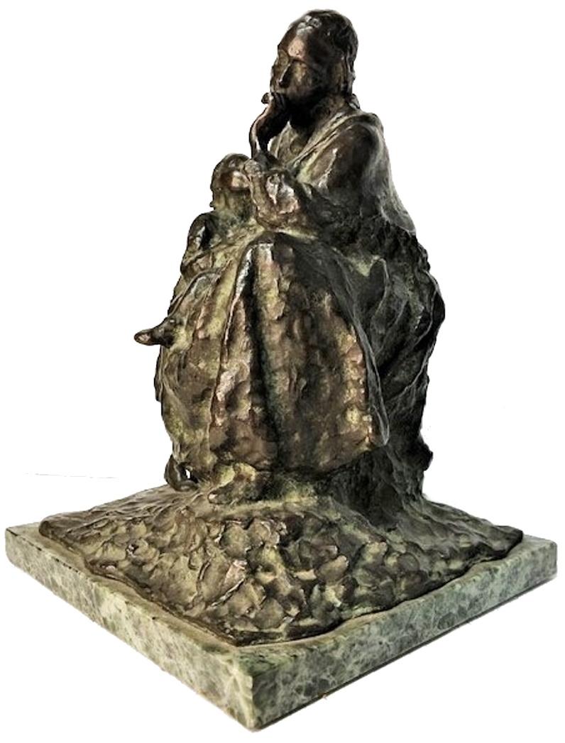 Mid-Century Modern Franco Bargiggia, Mother W/ Children, Italian Modernist Bronze Sculpture, 1950's