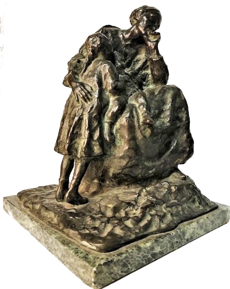 Franco Bargiggia, Mother W/ Children, Italian Modernist Bronze Sculpture, 1950's 1