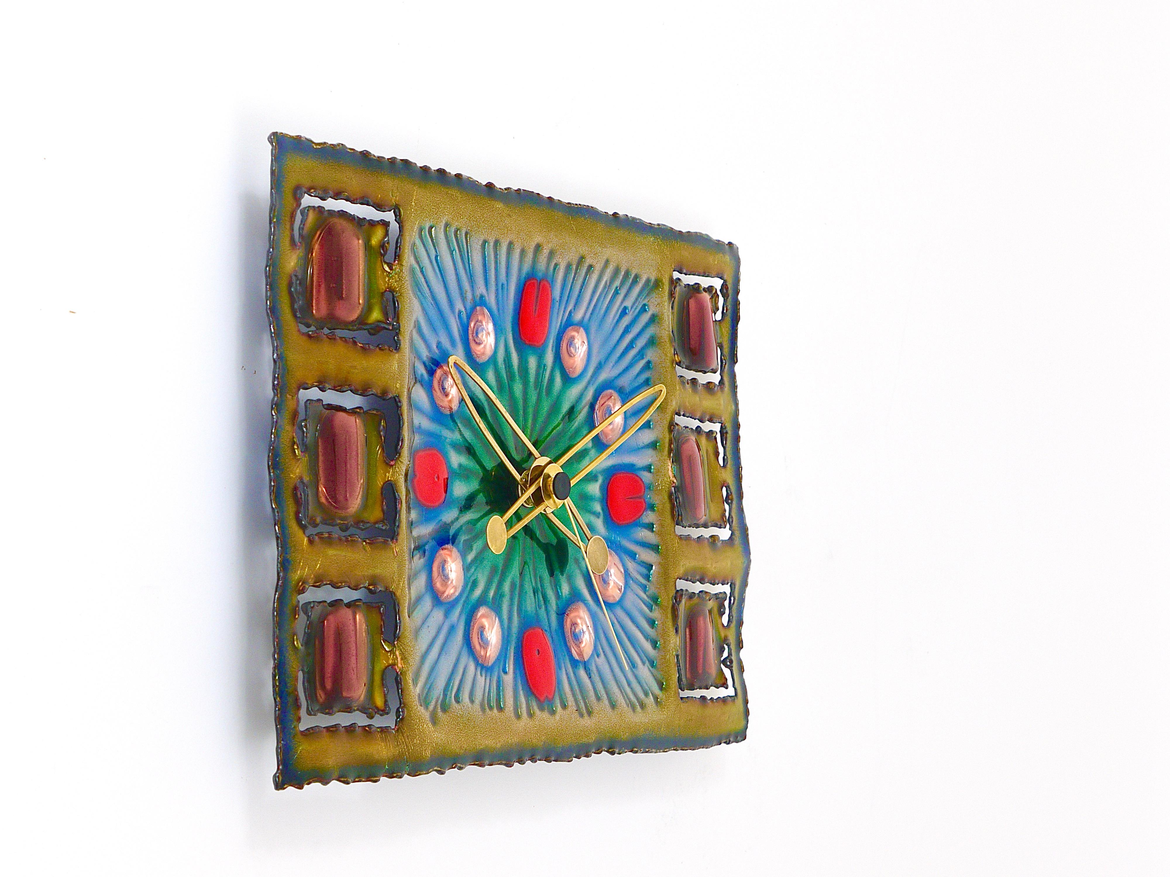 Franco Bastianelli Brutalist Enamel Wall Clock, Studio Cellini, Italy, 1960s 1