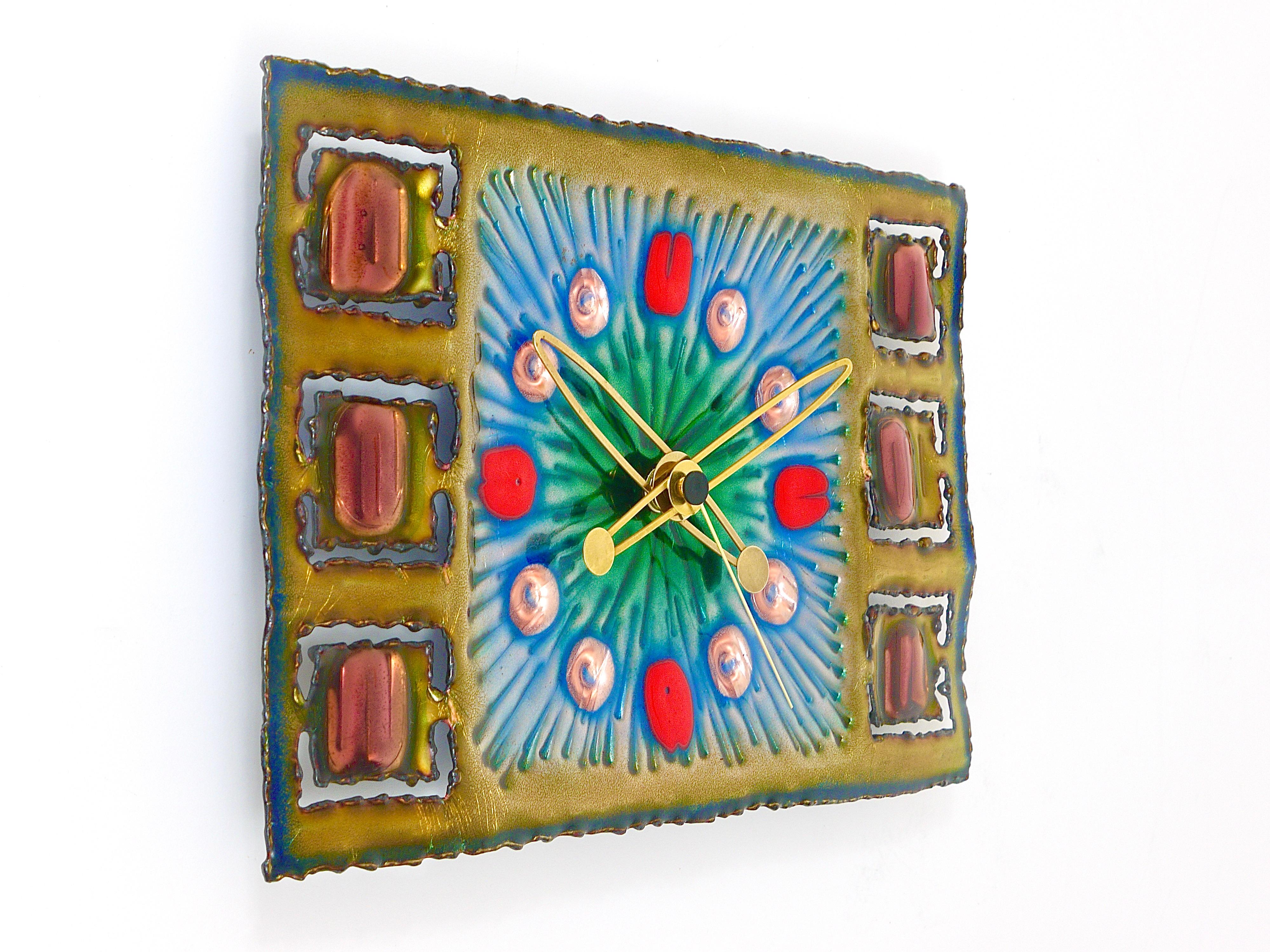 Franco Bastianelli Brutalist Enamel Wall Clock, Studio Cellini, Italy, 1960s 3