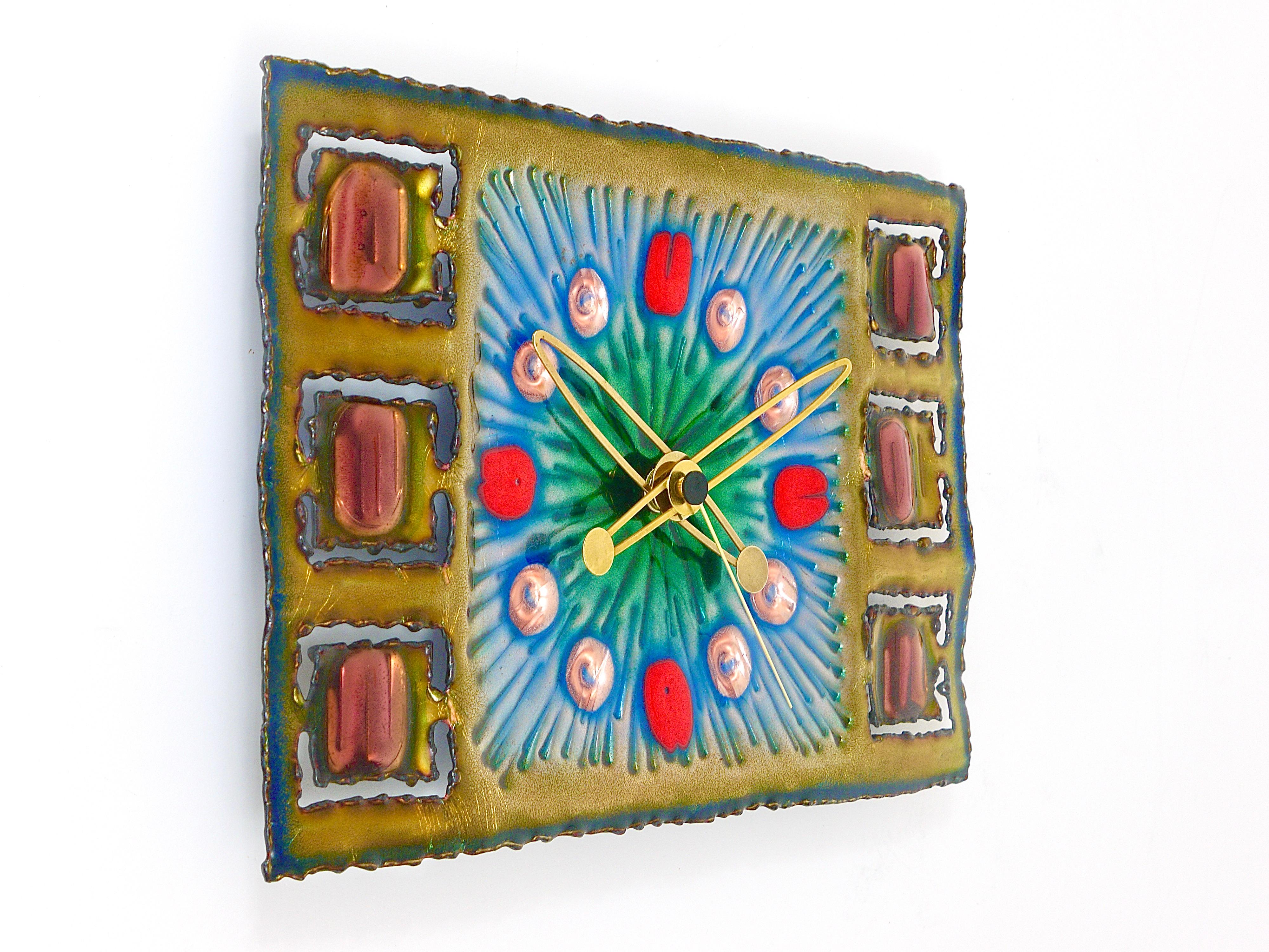 Franco Bastianelli Brutalist Enamel Wall Clock, Studio Cellini, Italy, 1960s 4