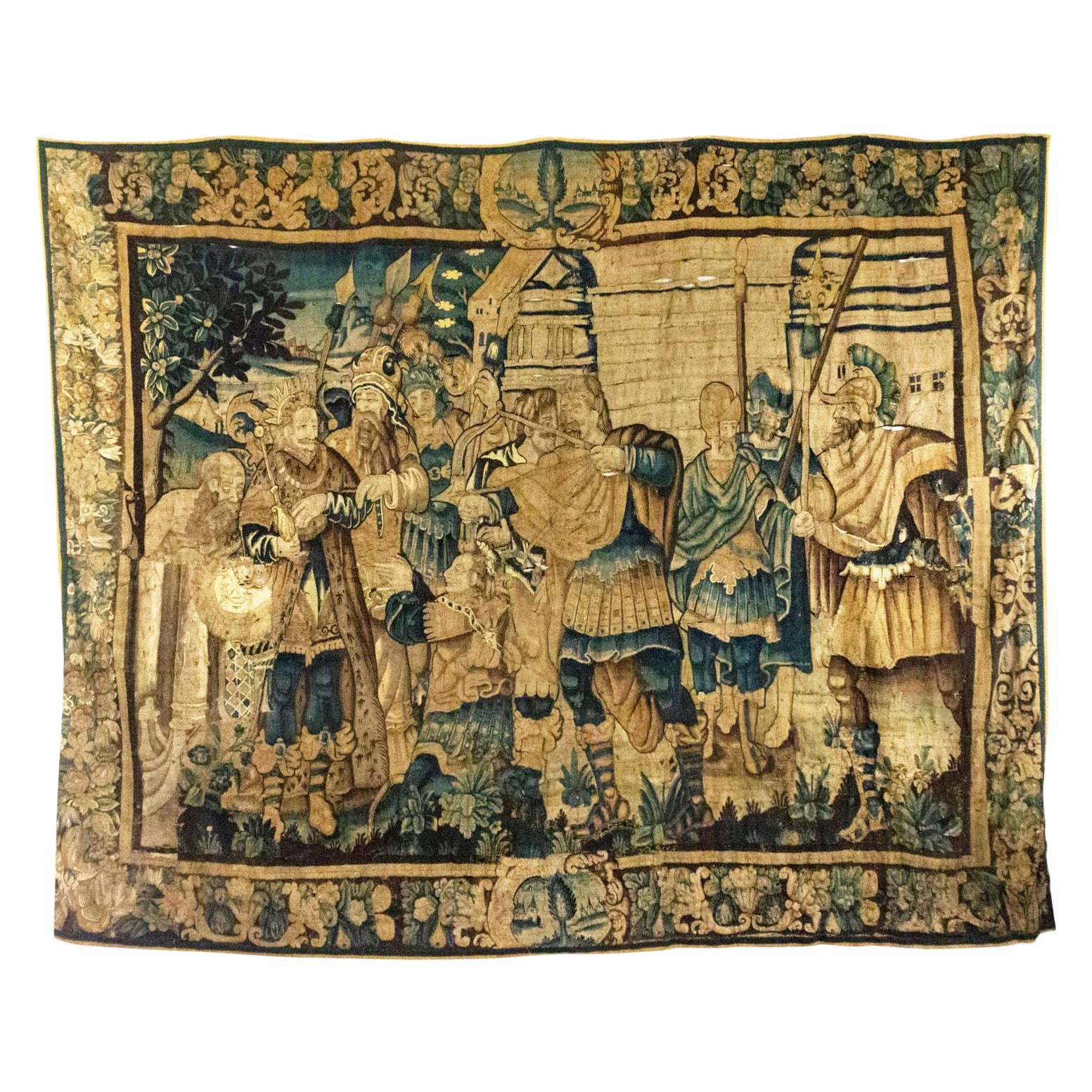 Franco Belgian 17th Century Tapestry of Military Figures