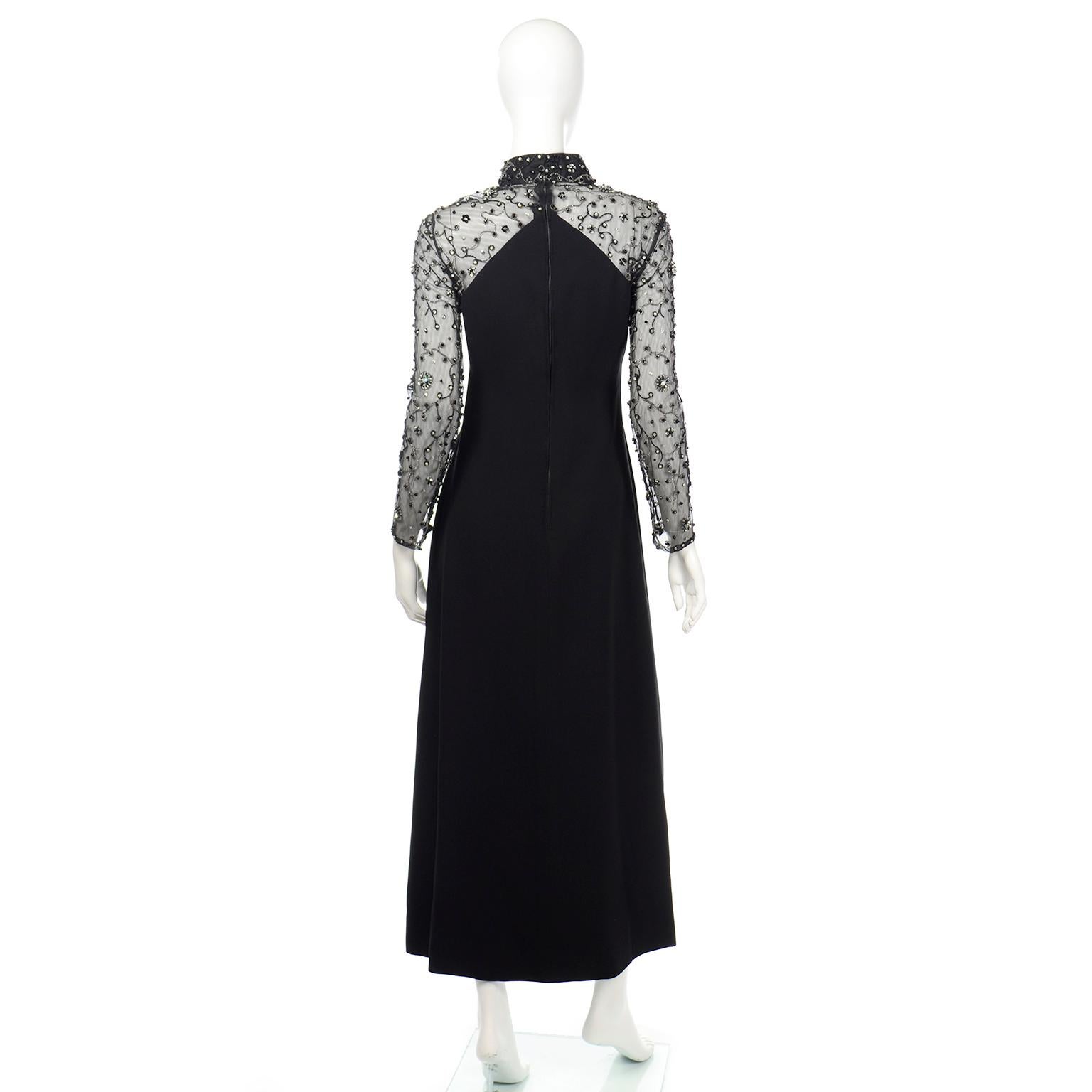 Franco Bertoli Vintage Black Evening Dress with Beads Rhinestones and Embroidery 1