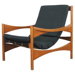 Franco Bettonica P 40 Armchair in Walnut and Fabric by Poltronova 1960s